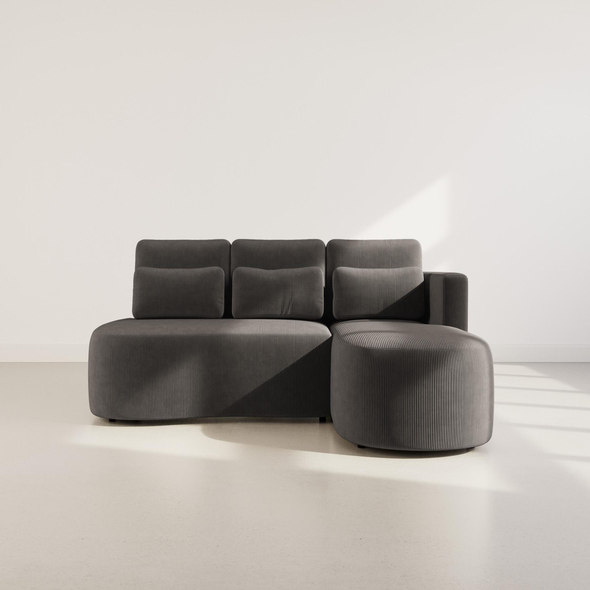 Voir la diapositive 5 : BEST MOBILIER Mahina - canapé d'angle droit 4 places convertible avec coffre en velours côtelé