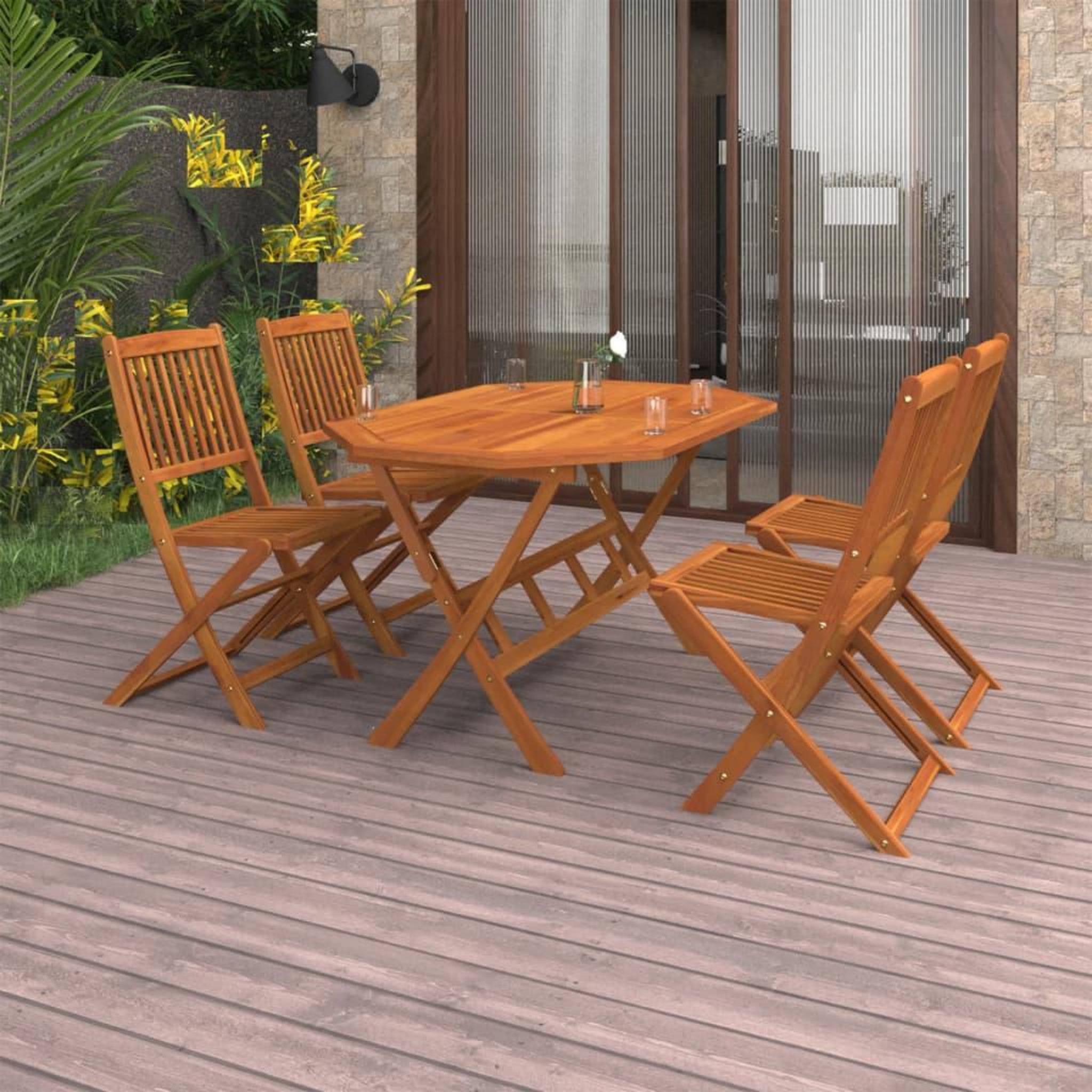 Voir la diapositive 1 : VIDAXL Ensemble a manger de jardin 5 pcs Bois d'acacia solide