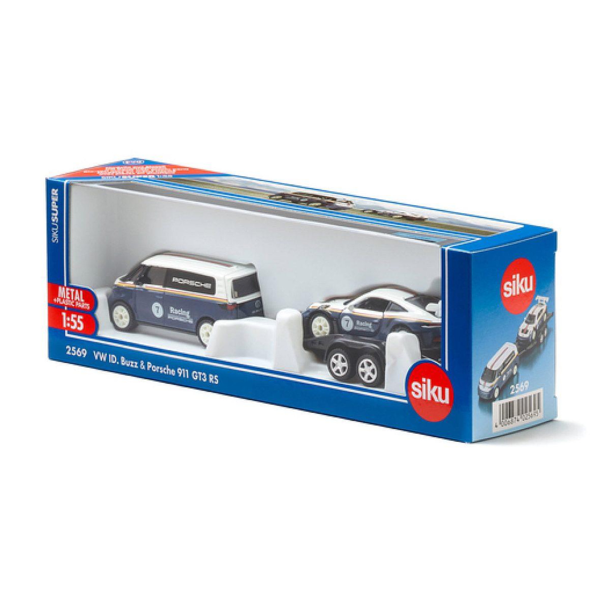 Voir la diapositive 4 : Siku 2569 VW ID. Buzz avec Porsche 911 GT3 RS