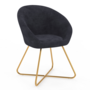 Voir la diapositive 1 : ID MARKET Fauteuil rond ANGELINA gris en velours pieds croisés dorés