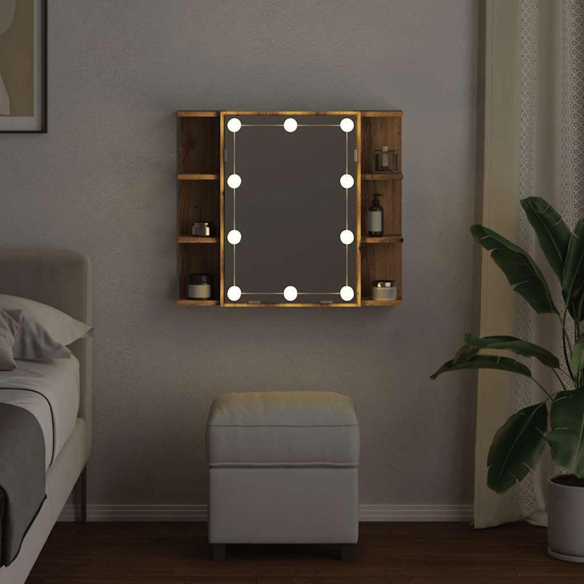VIDAXL Armoire a miroir avec LED chene artisanal 70x16,5x60 cm