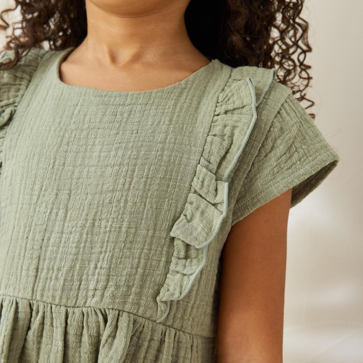 Petit Béguin Robe enfant en gaze de coton Anaelle