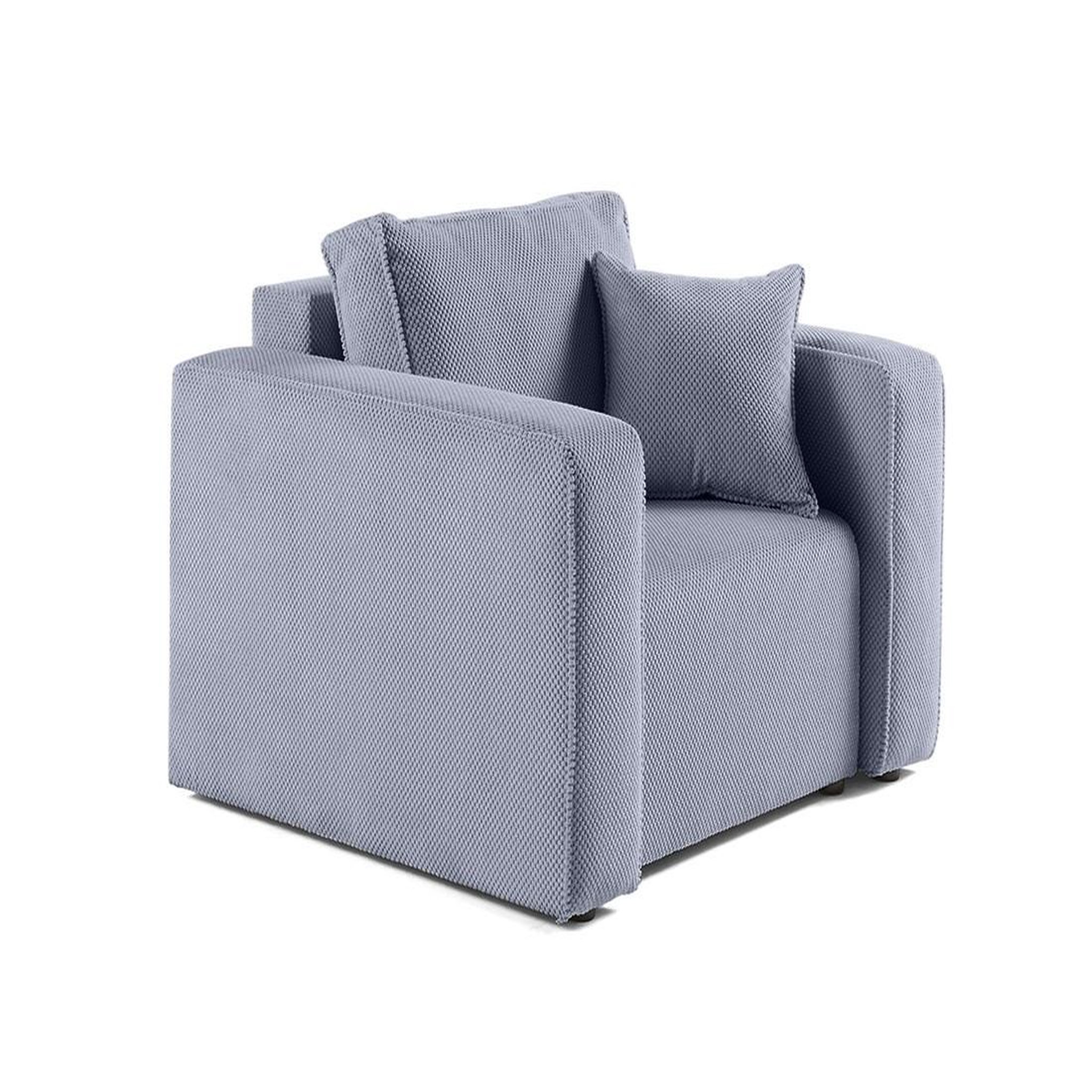 BEST MOBILIER Topaze - fauteuil - en velours texturé. Coloris disponibles : Bleu