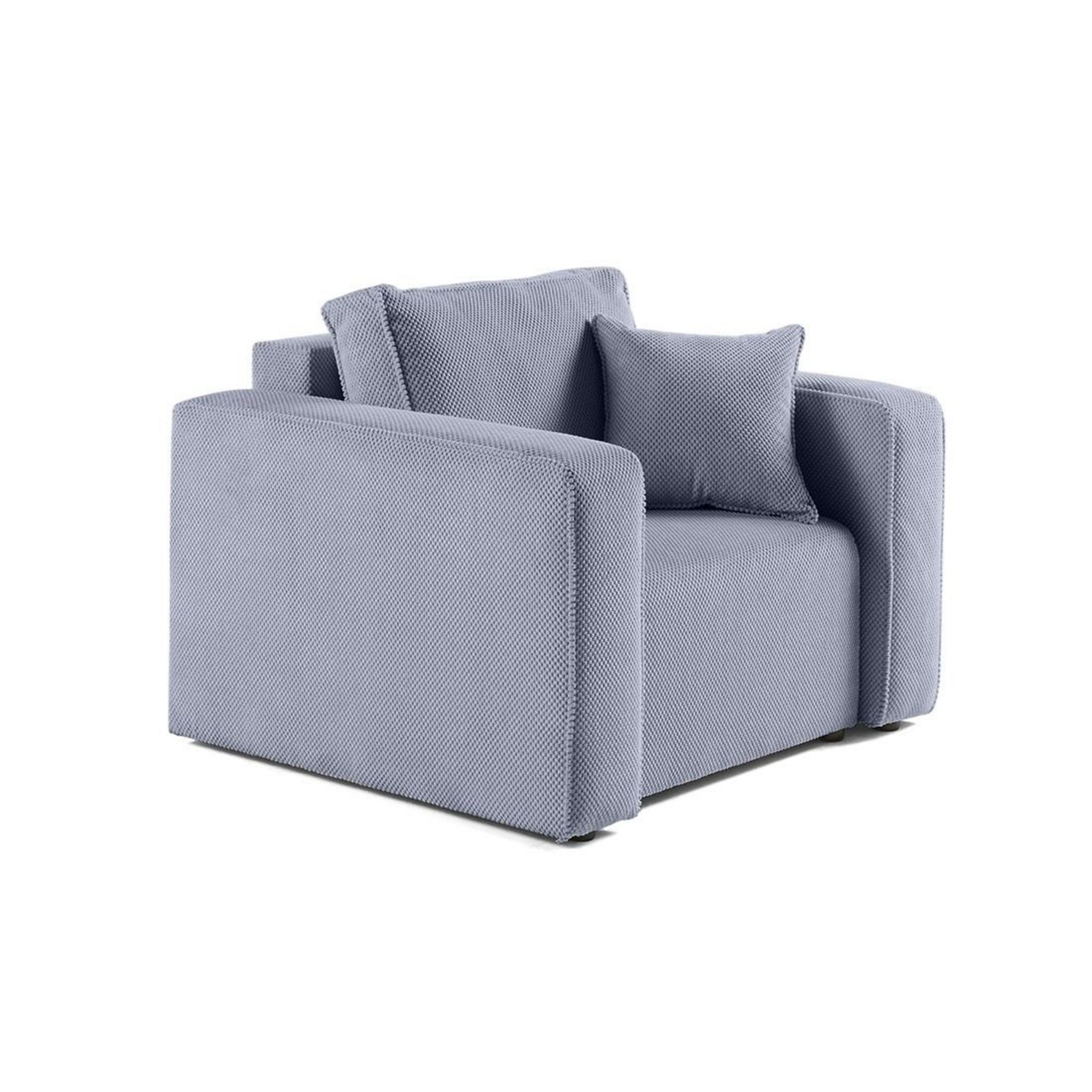 BEST MOBILIER Topaze - fauteuil - en velours texturé. Coloris disponibles : Bleu