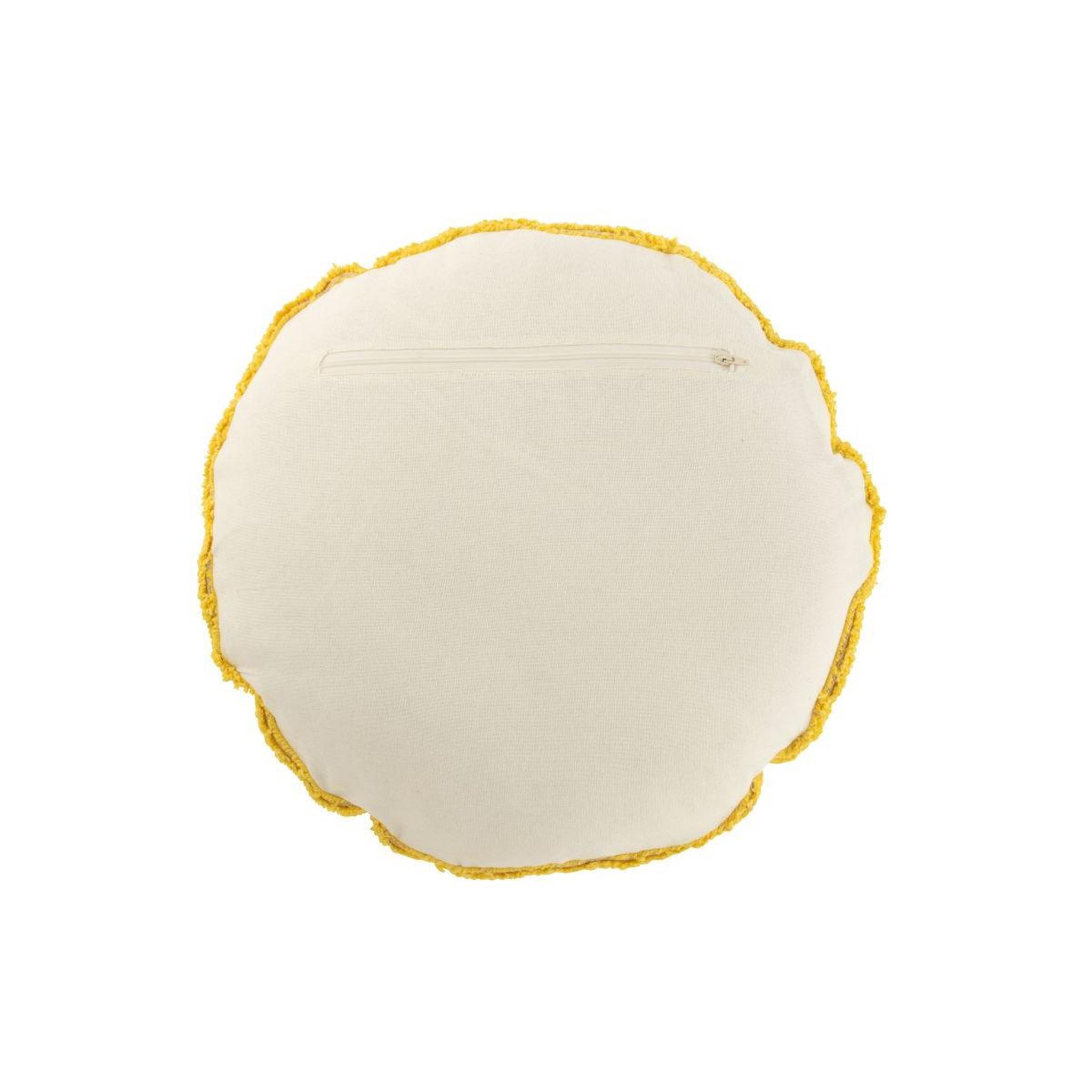 Voir la diapositive 2 : J-LINE Coussin déco tufté smiley  polly  45cm jaune