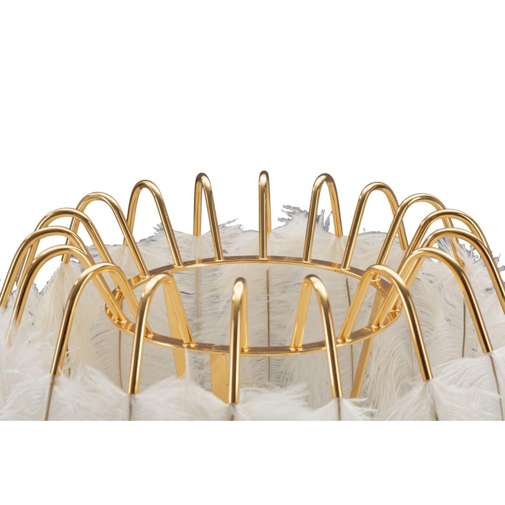 Voir la diapositive 4 : Paris Prix Lampe à poser imitation plume  stand  60cm or & blanc