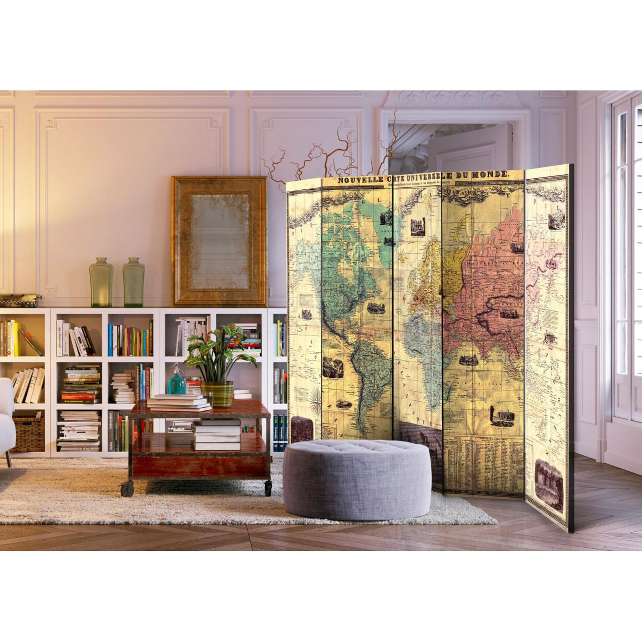 Voir la diapositive 2 : Paris Prix Paravent 5 volets  nouvelle carte du monde  172x225cm
