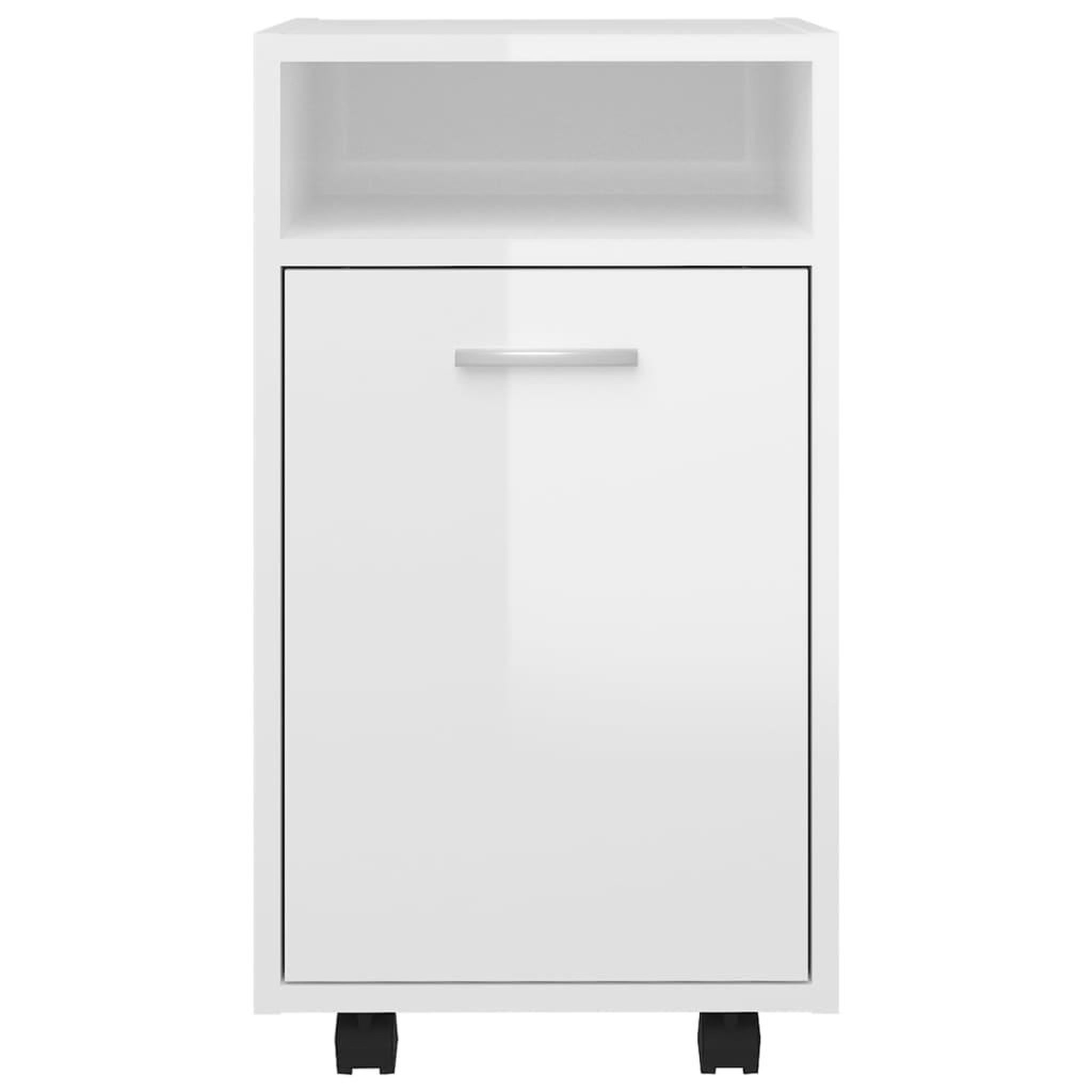 Voir la diapositive 4 : VIDAXL Armoire laterale avec roues Blanc brillant Bois d'ingenierie