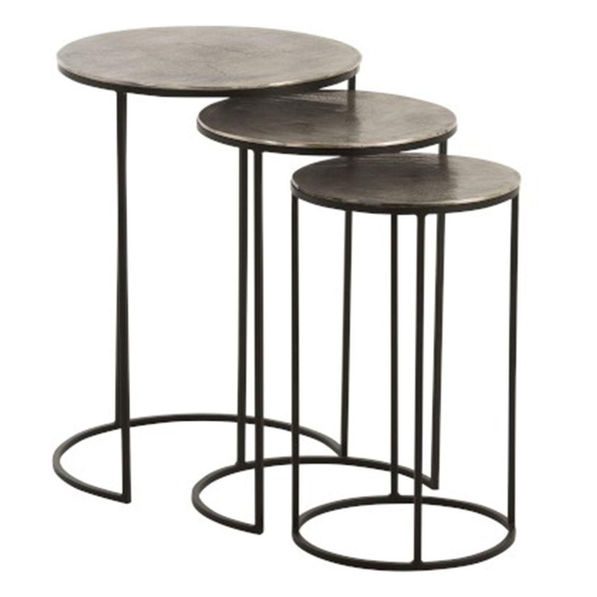 J-LINE Lot de 3 tables gigognes design  roday  60cm noir