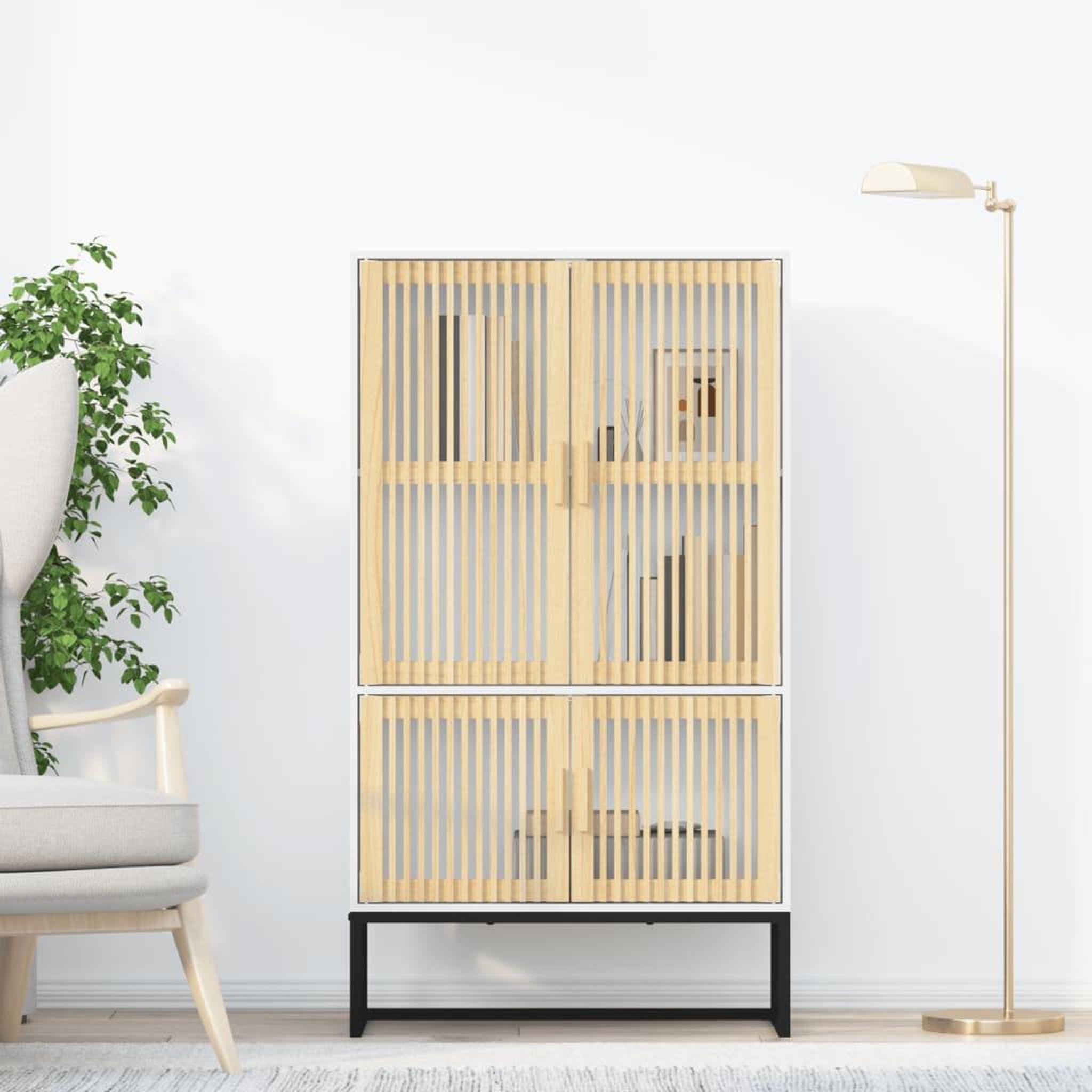 Voir la diapositive 1 : VIDAXL Buffet haut blanc 70x35x125 cm bois d'ingenierie
