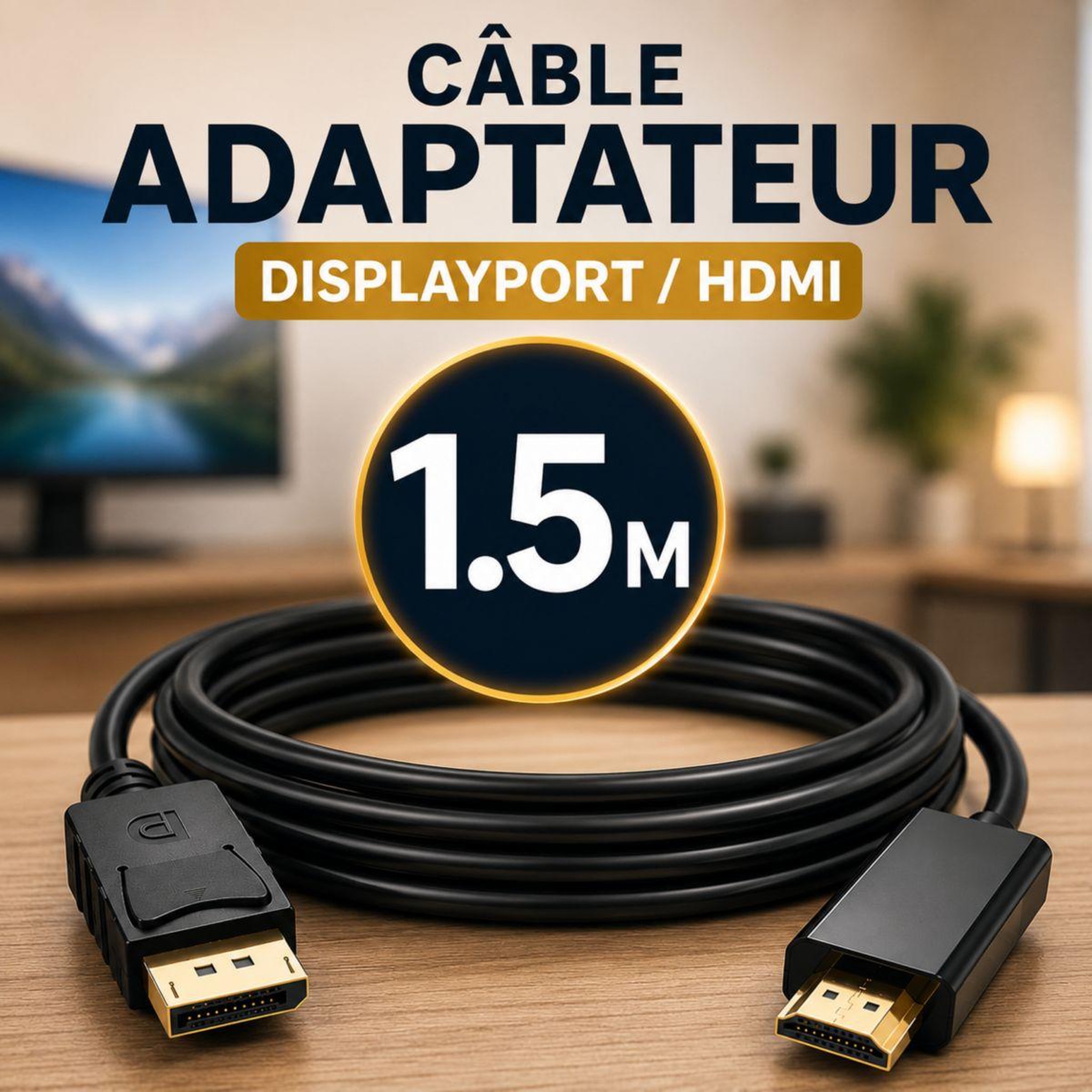 Voir la diapositive 3 : ESSENTIEL B Câble DisplayPort display Port 1m50 ecp