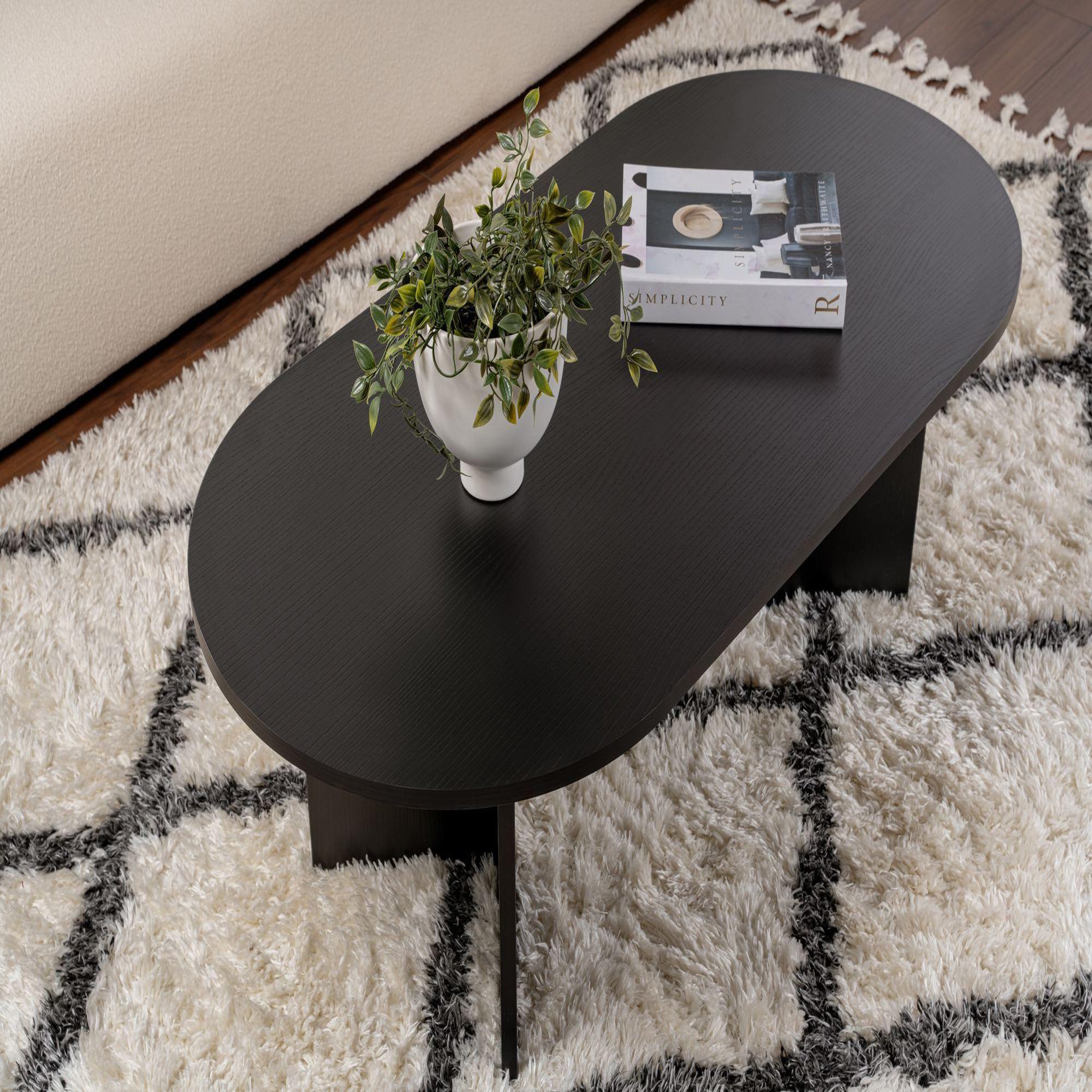 Voir la diapositive 4 : Habitat et Jardin Table basse en bois  sable  - 60 x 119 x 40 cm - bois noir