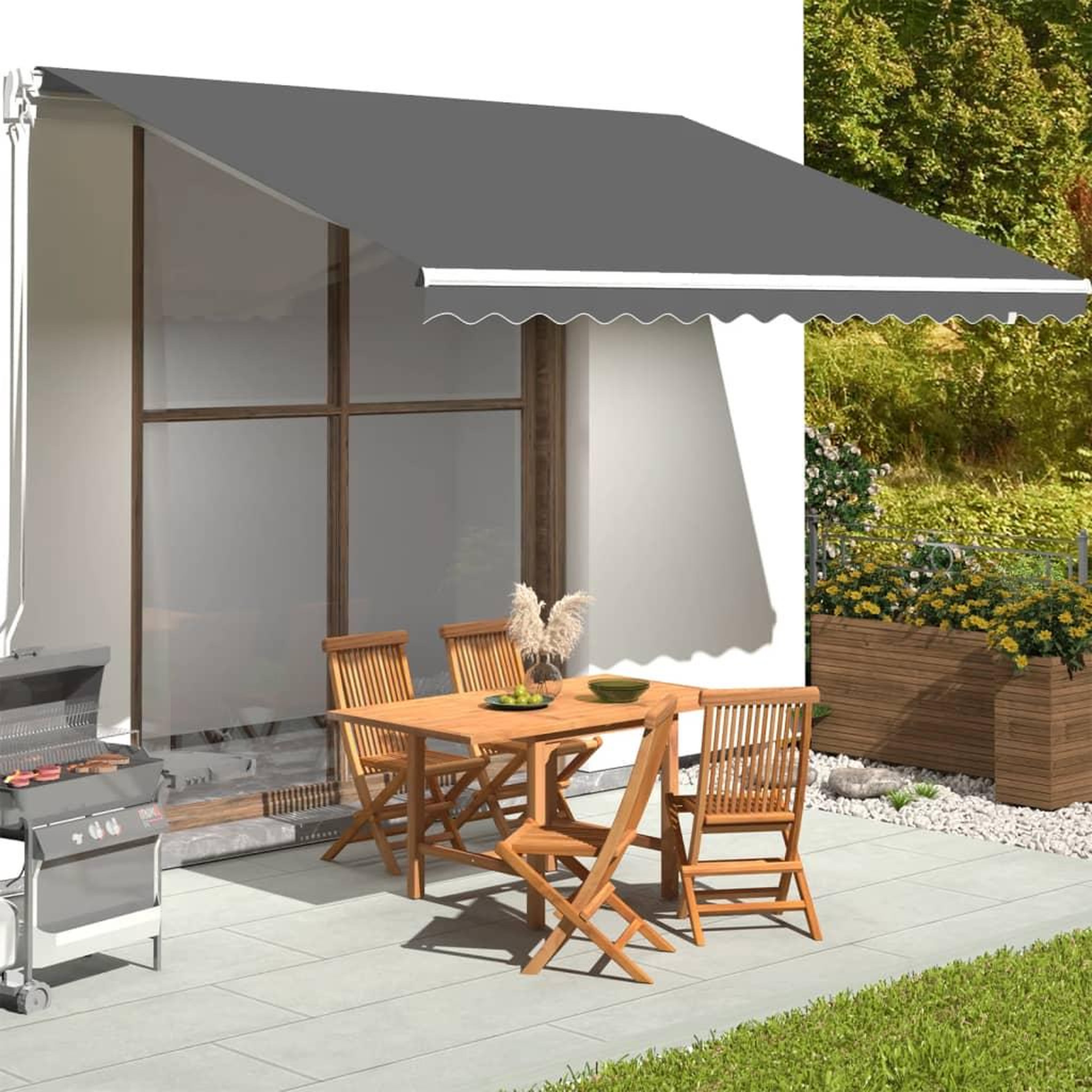 Voir la diapositive 1 : VIDAXL Tissu de remplacement pour auvent Anthracite 4,5x3,5 m