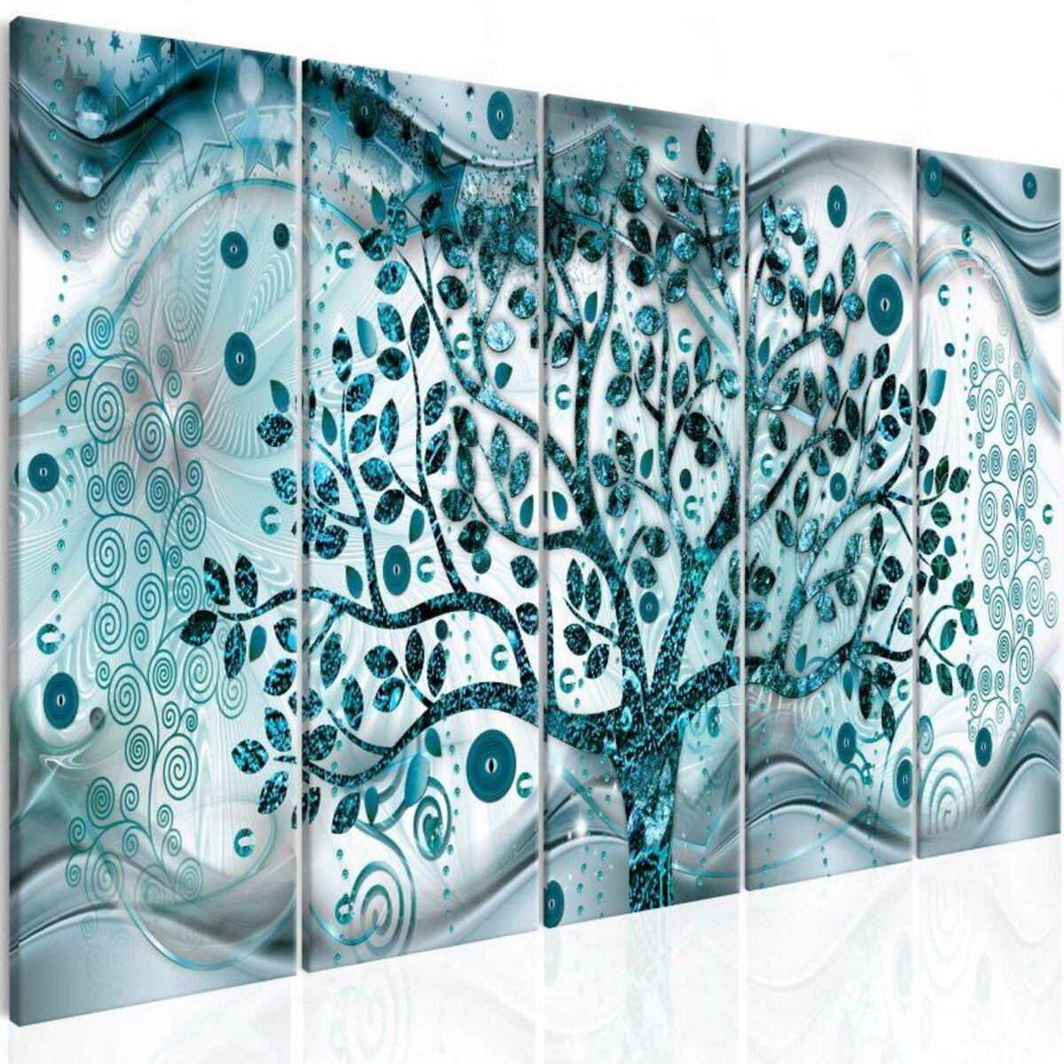Paris Prix Tableau Imprimé 5 Panneaux  Tree & Waves Blue 