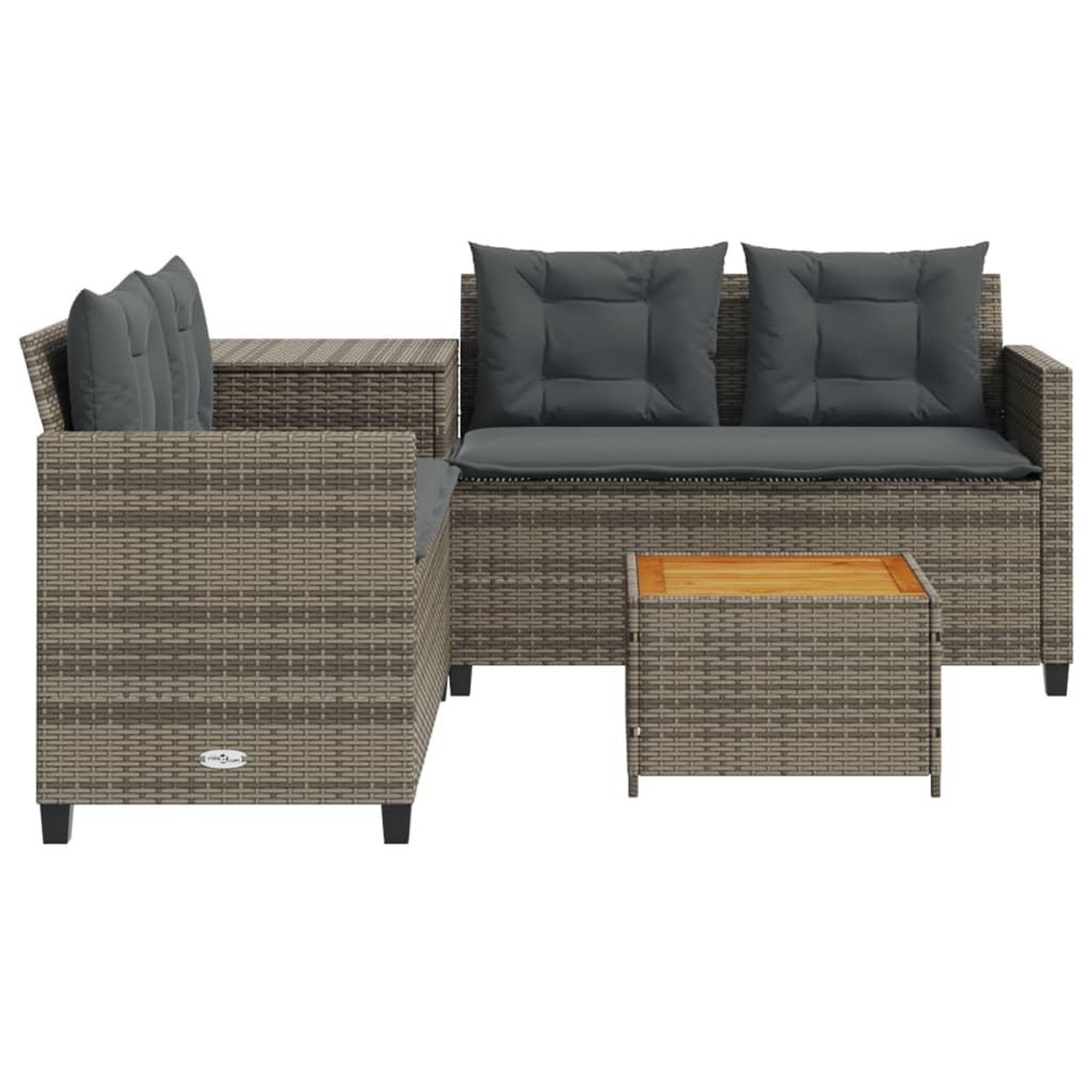 Voir la diapositive 5 : VIDAXL Canape de jardin avec table et coussins en forme de L gris