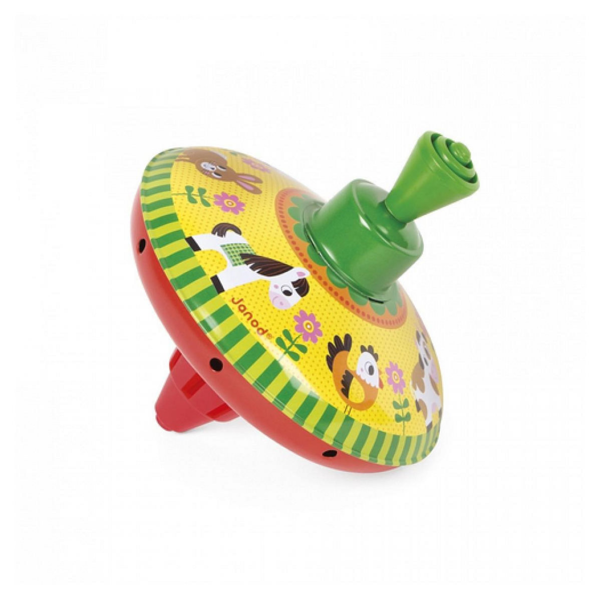 Juratoys-Janod JANOD Toupie en Métal animaux de la Ferme