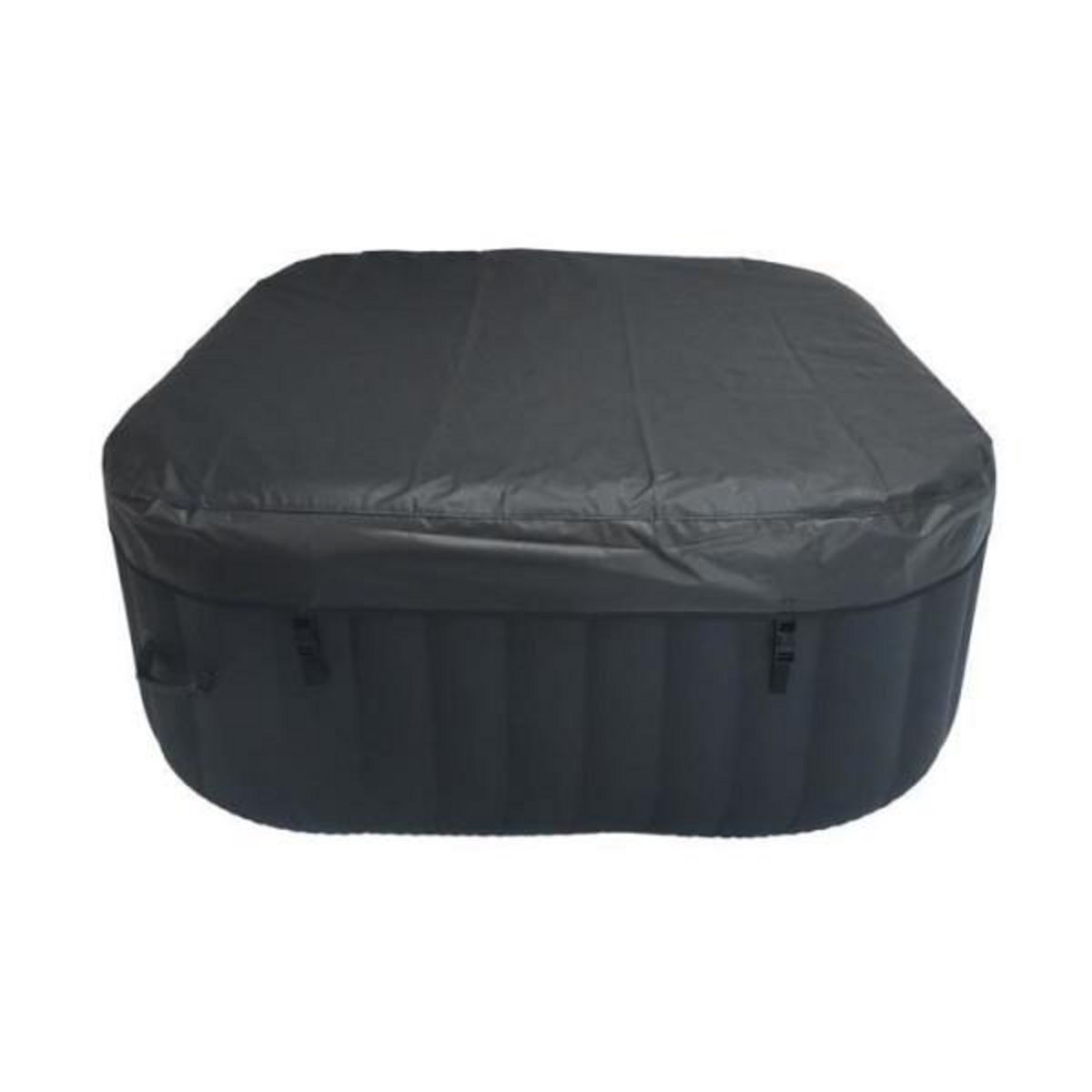 SUNSPA KIT TOUT INCLUS SPA et accessoires : spa gonflable carré 4 places avec 2 appuis tetes, filtre, épuisette, brosse, tapis, couve