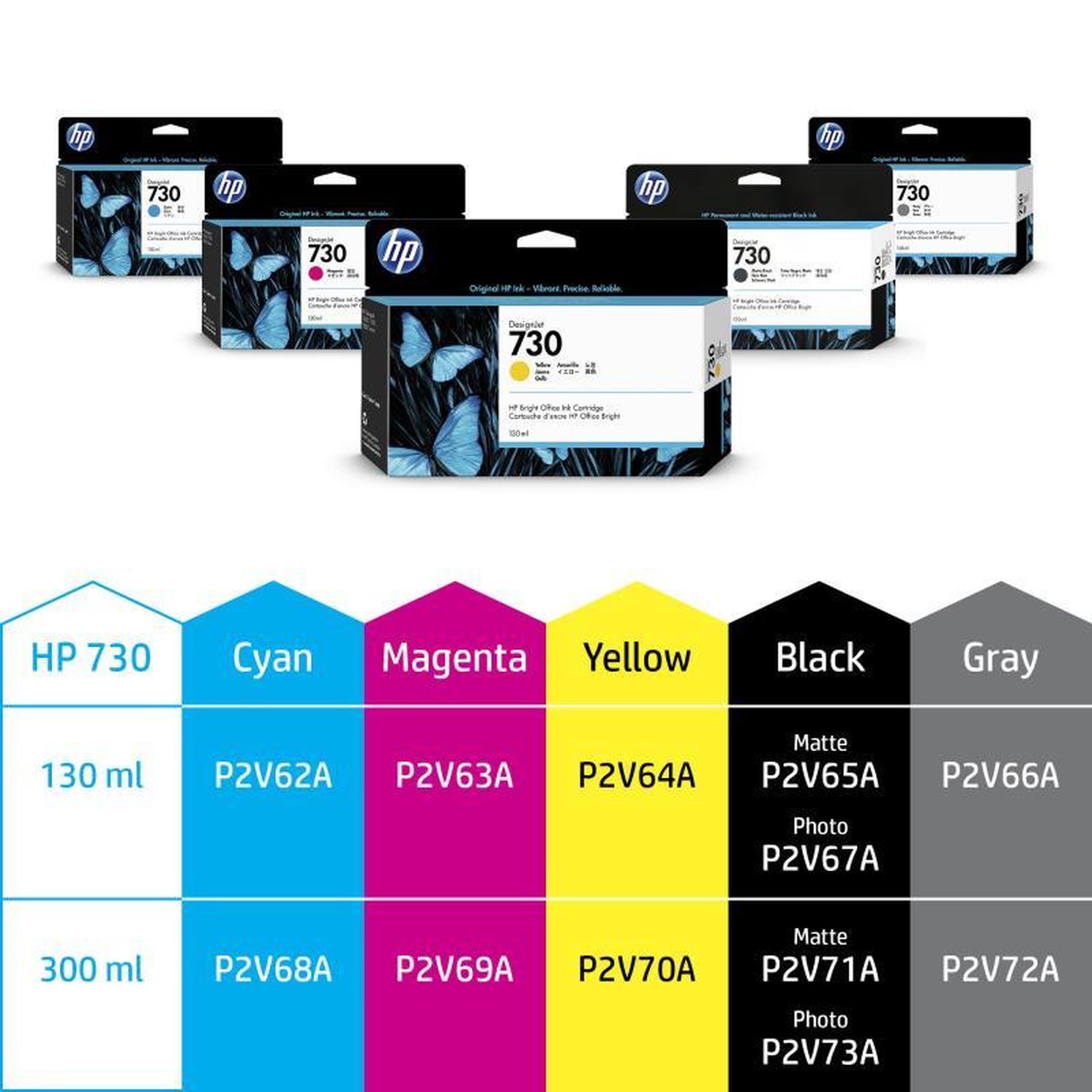 Voir la diapositive 2 : HP HP Ink No 730 HP730 HP 730 Yellow Gelb Cartridge (P2V70A)