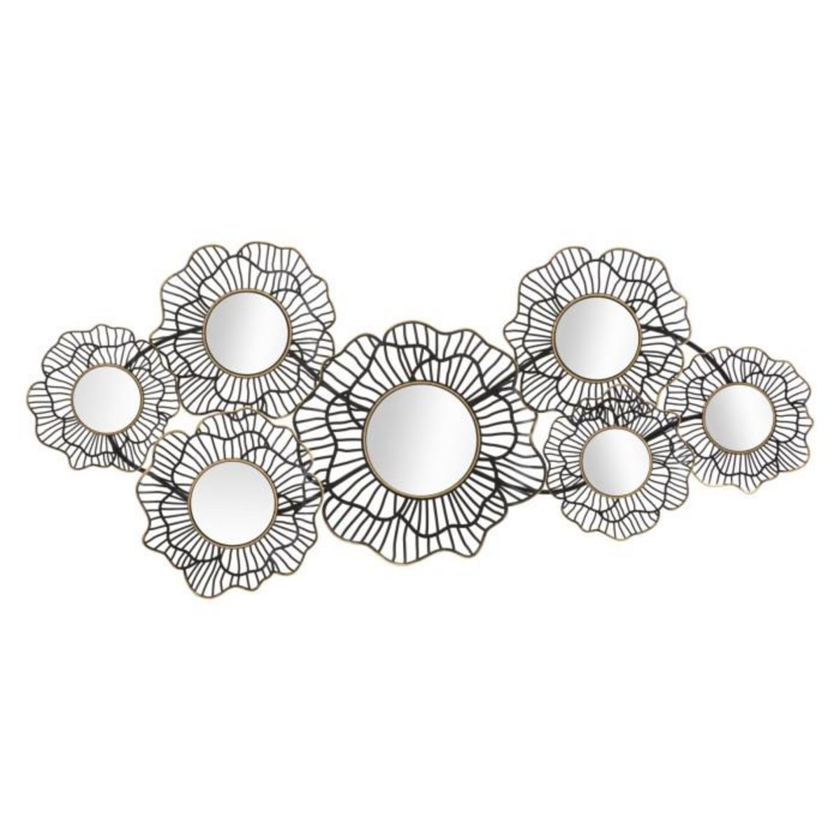 Paris Prix Décoration Murale 7 Miroirs  Osaka  121cm Noir & Or