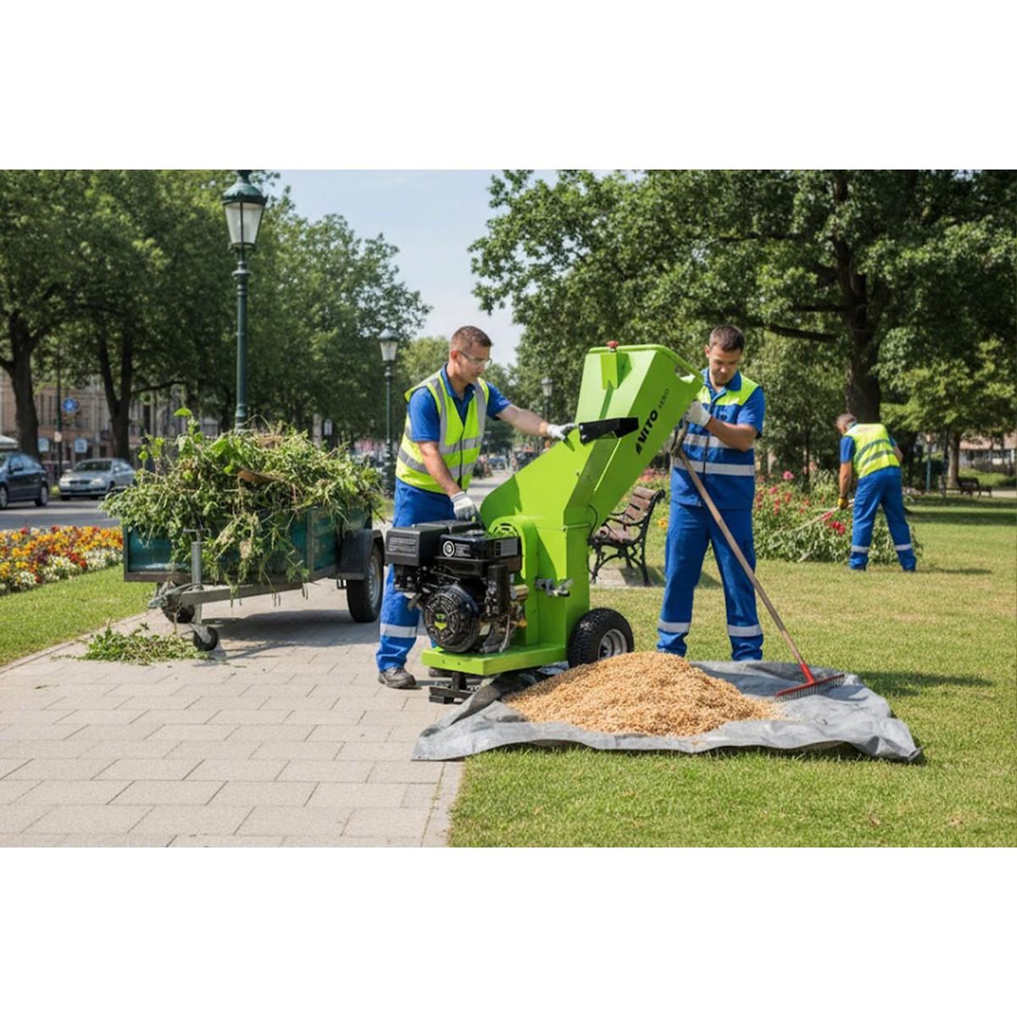 Voir la diapositive 6 : VITO Broyeur de végétaux thermique 7cv - 2 lames de coupe - branches ø 70mm -moteur 208cm3 poignées vito