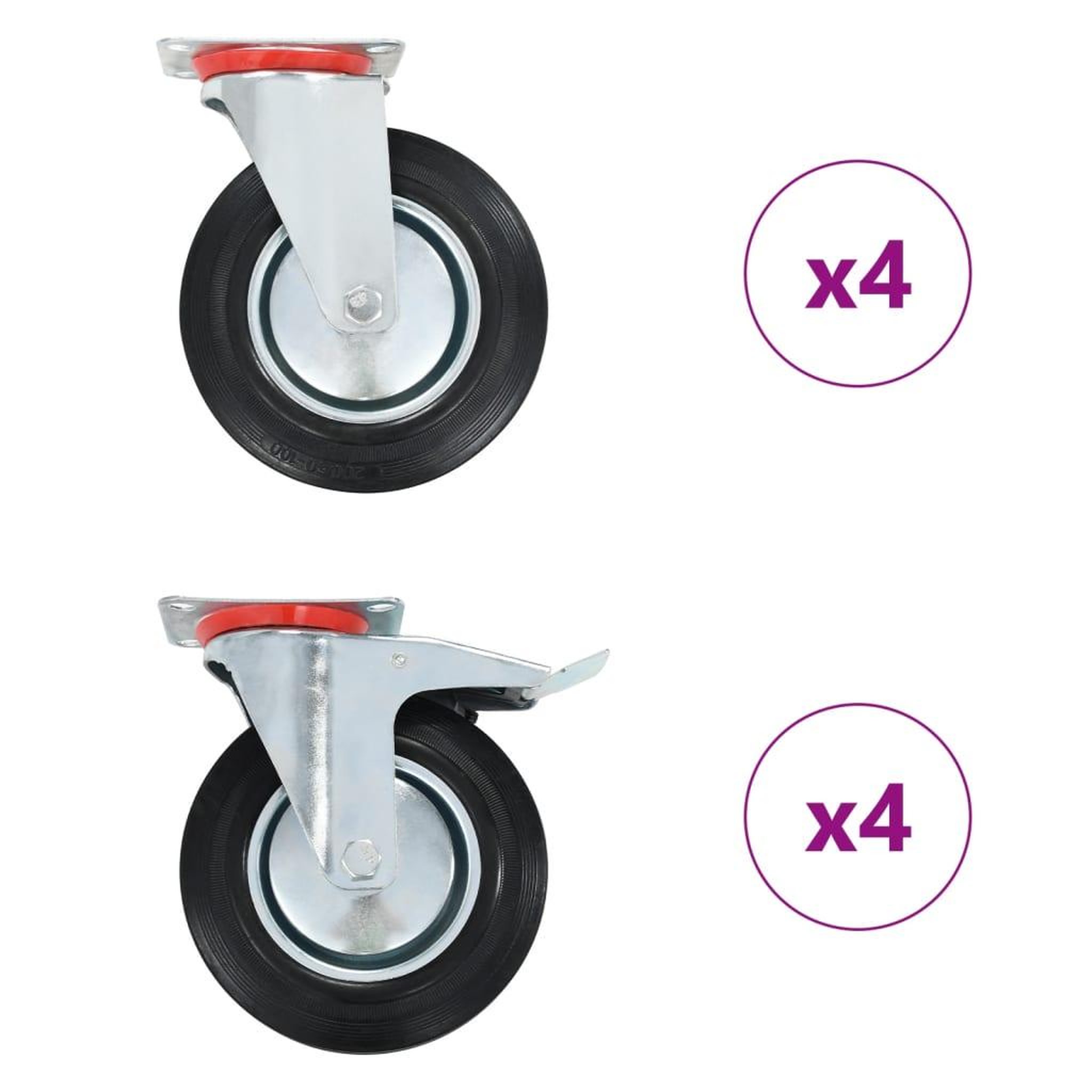 VIDAXL 8 pcs Roulettes pivotantes 200 mm