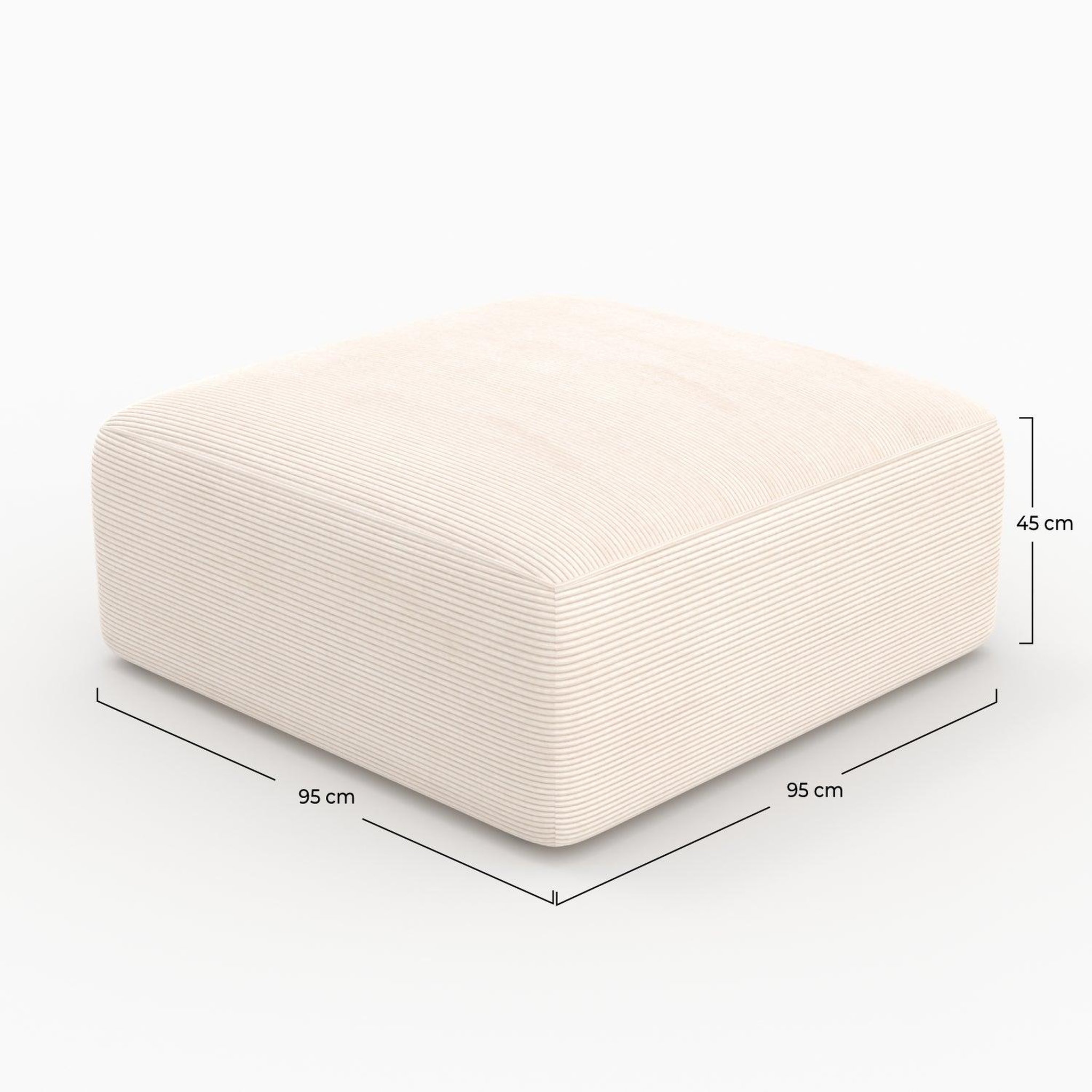 Voir la diapositive 4 : MAISON PAVANE Pouf carré pour canapé modulable en velours blanc cassé-mina