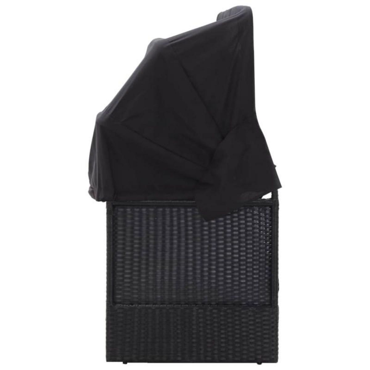 VIDAXL Lit canapé d extérieur avec auvent Résine tressée Noir