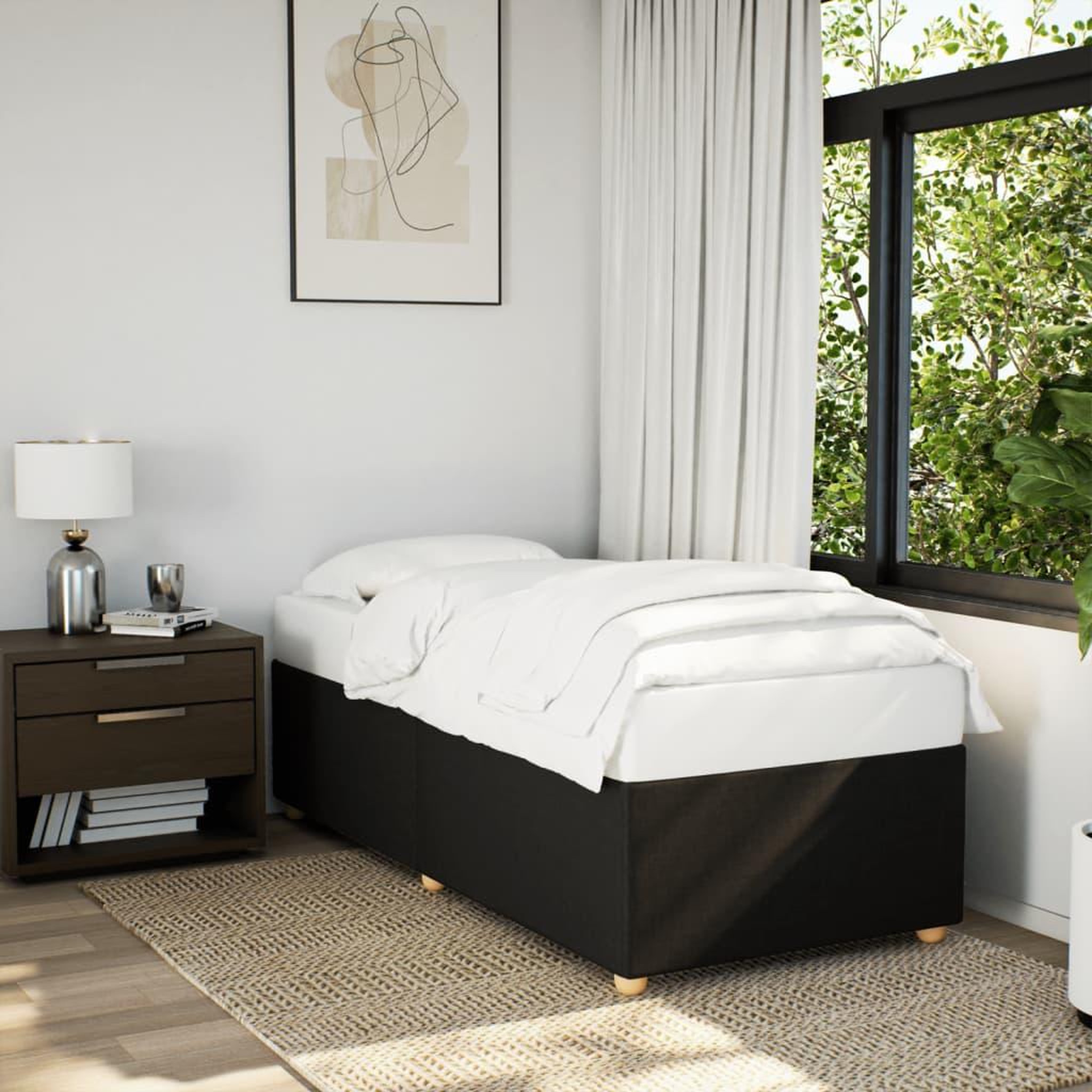 VIDAXL Cadre de lit sans matelas noir 100x200 cm tissu