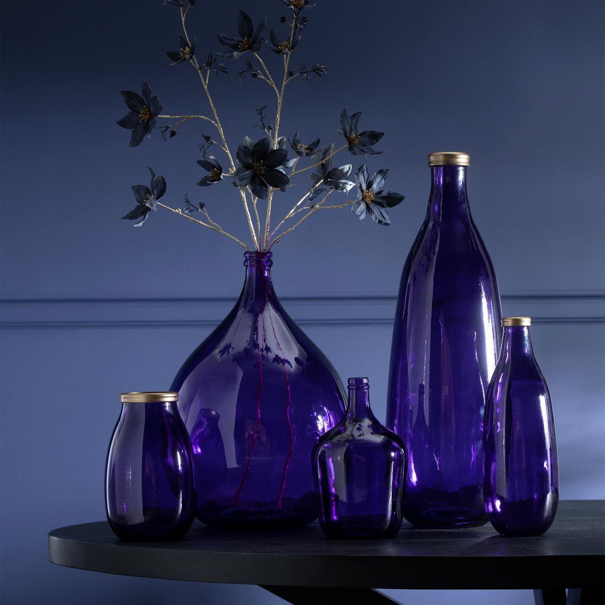 Voir la diapositive 3 : J-LINE Vase Déco en Verre  Mandie  75cm Mauve