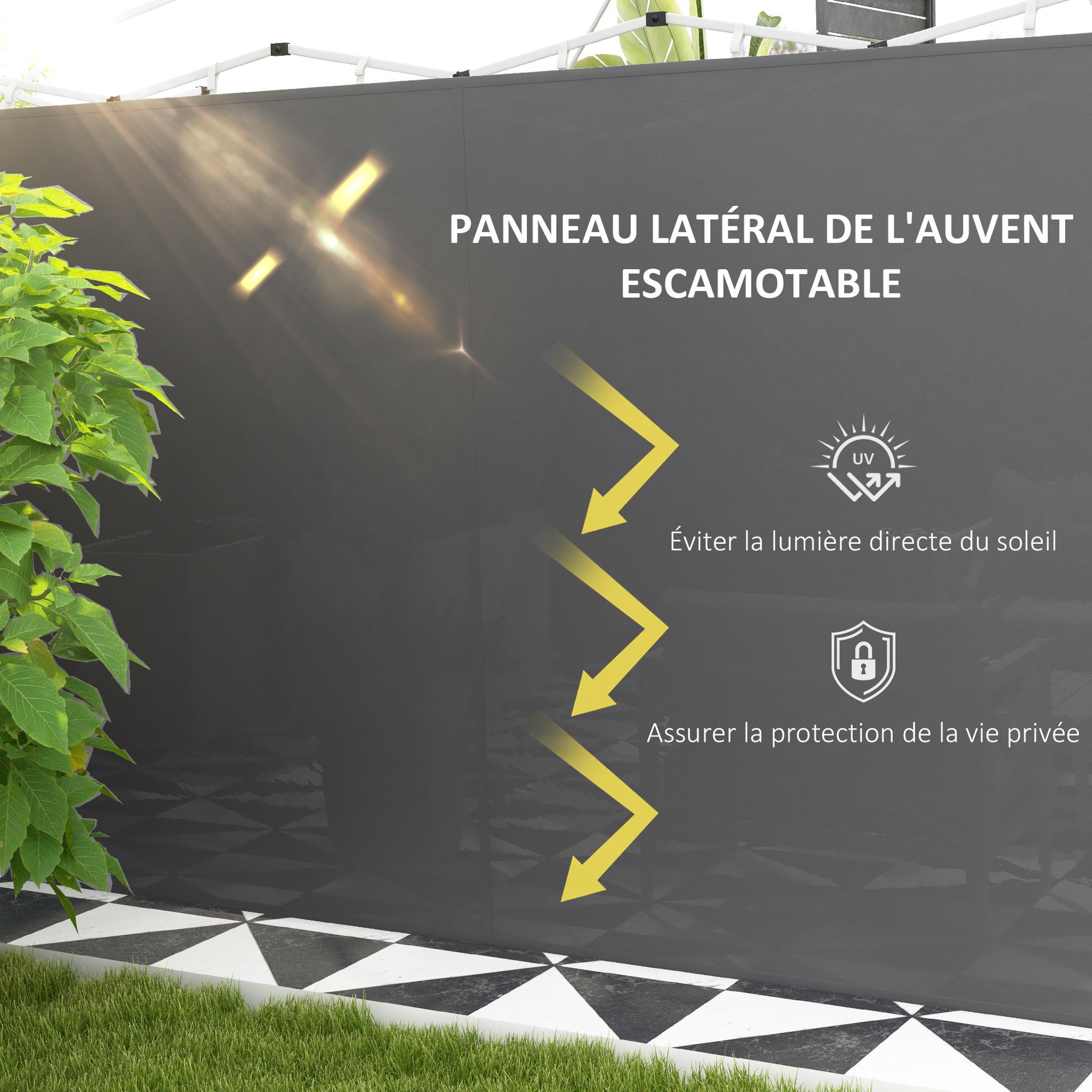 Voir la diapositive 4 : OUTSUNNY Lot de 2 panneaux latéraux barnum tonnelle 6x3 m ou 3x3 m oxford gris