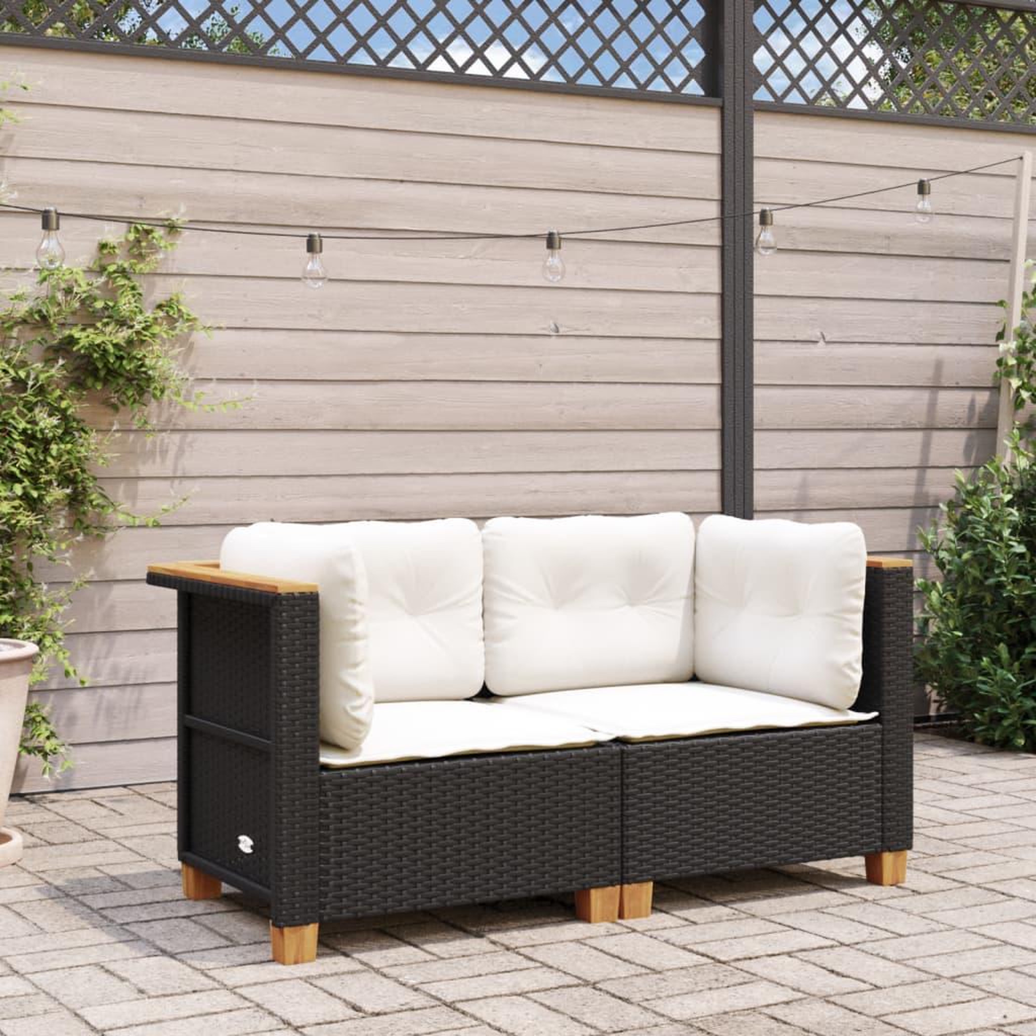 Voir la diapositive 3 : VIDAXL Canapes d'angle de jardin et coussins 2 pcs noir resine tressee