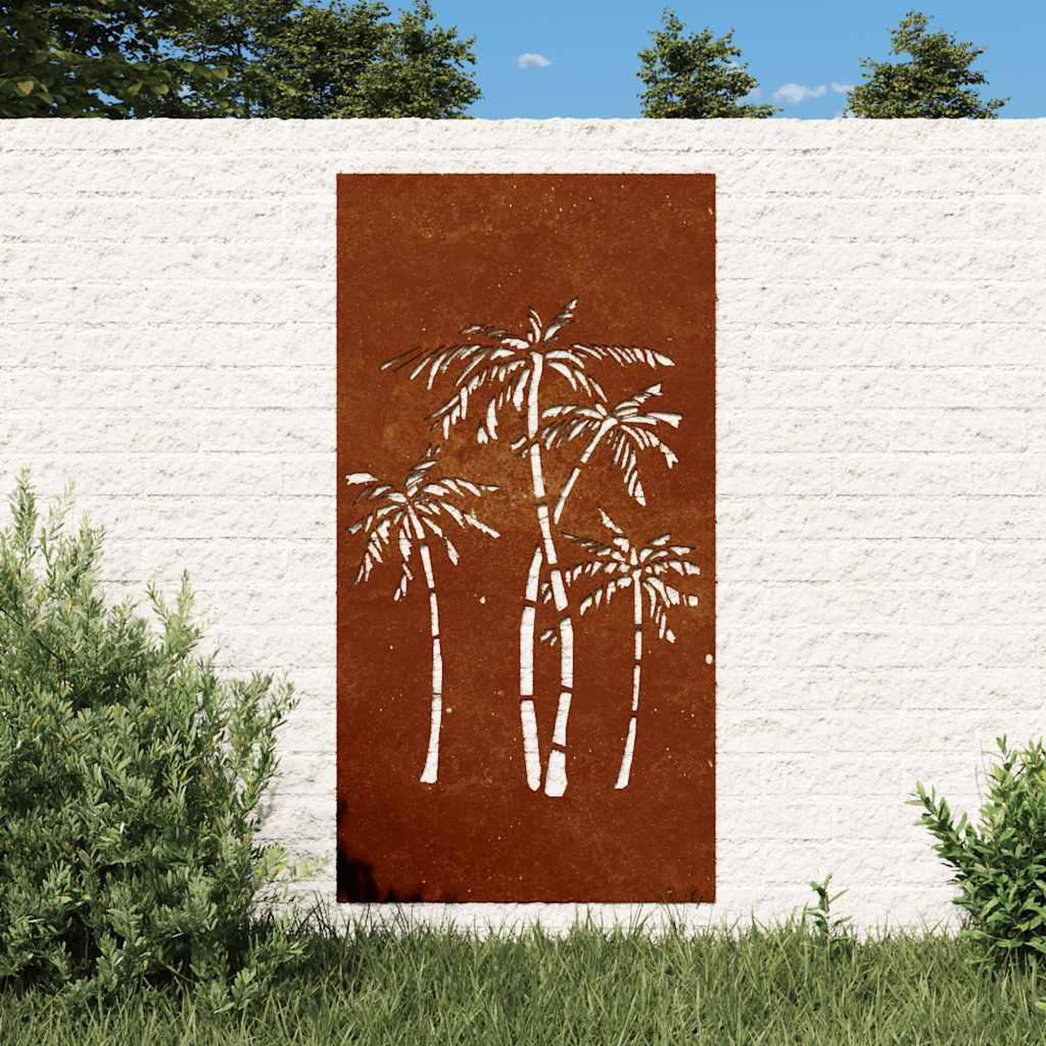 Voir la diapositive 2 : VIDAXL Decoration murale jardin 105x55 cm acier corten design palmier