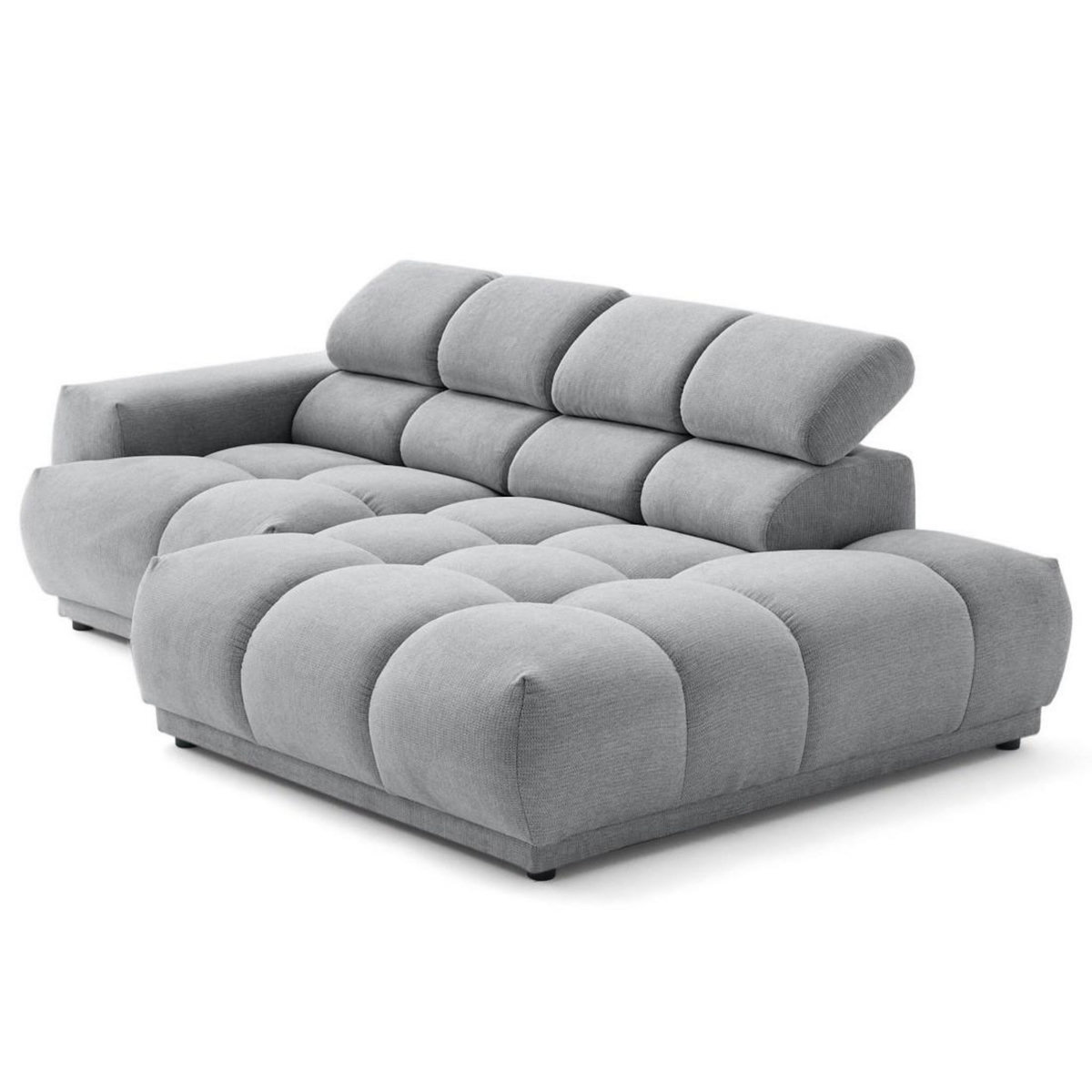 LISA DESIGN Matera - canapé d'angle droit 3 places avec têtières réglables en tissu texturé