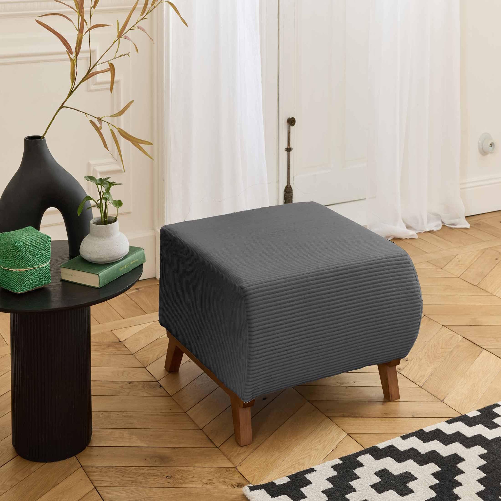 Voir la diapositive 5 : BEST MOBILIER Cristal - pouf modulable - 65 cm - en velours côtelé