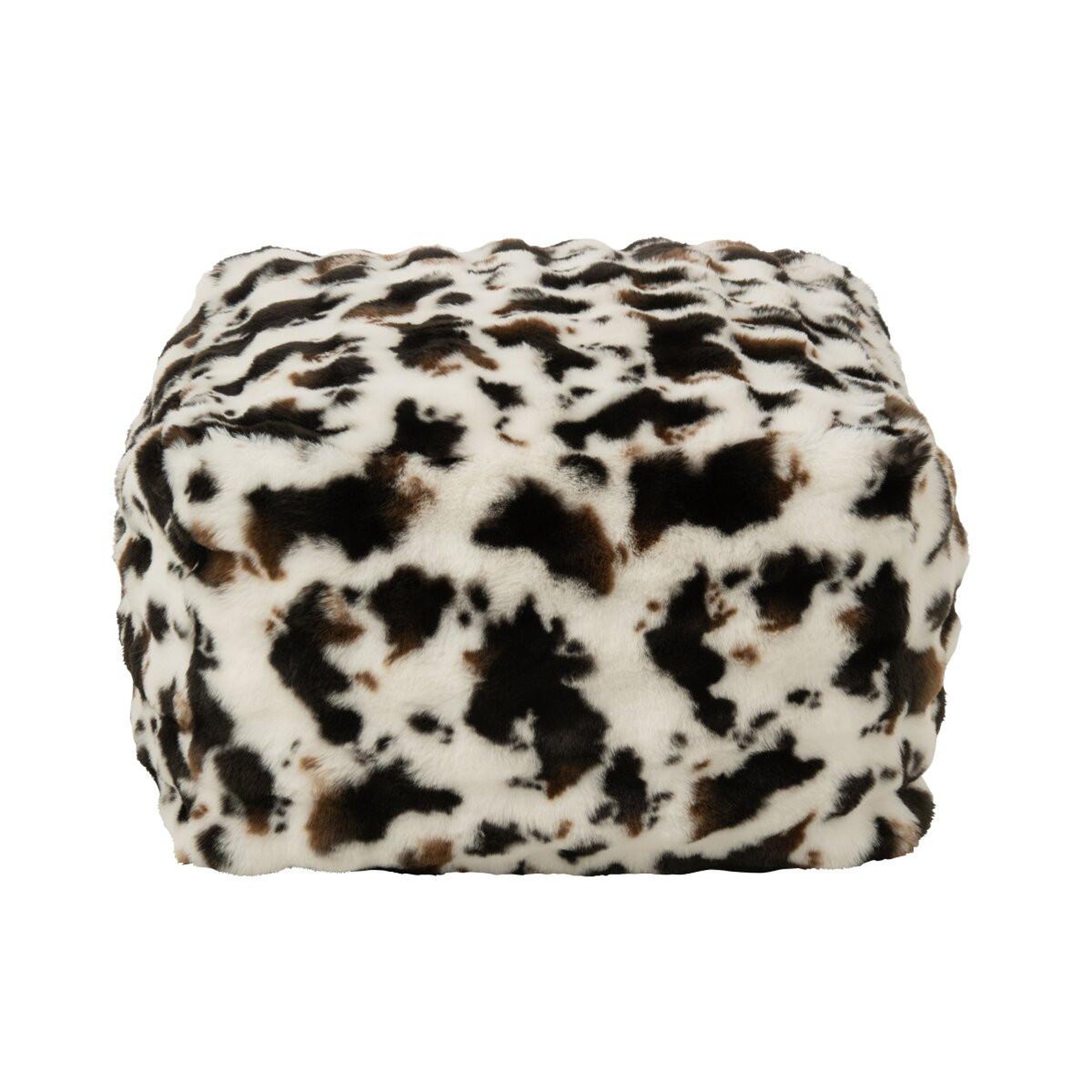 Voir la diapositive 2 : J-LINE Pouf carré vache  ulf  70cm blanc & marron