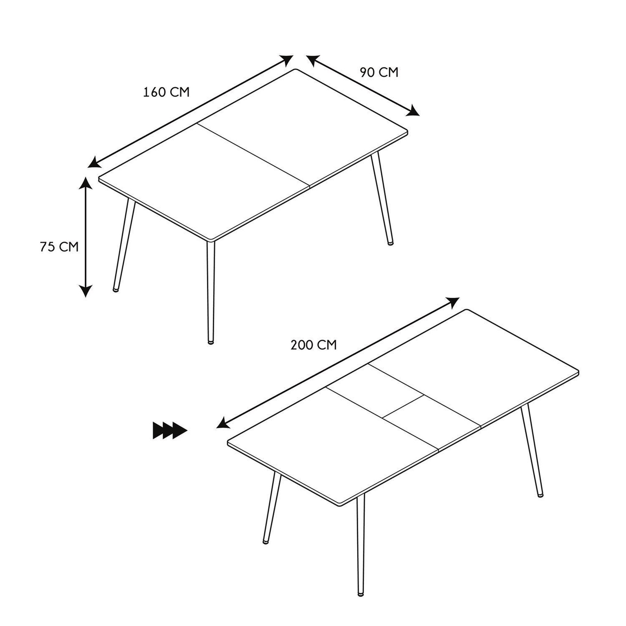 Voir la diapositive 4 : The Home Deco Factory Table extensible pour 6 à 8 personnes en bois gaspard - marron