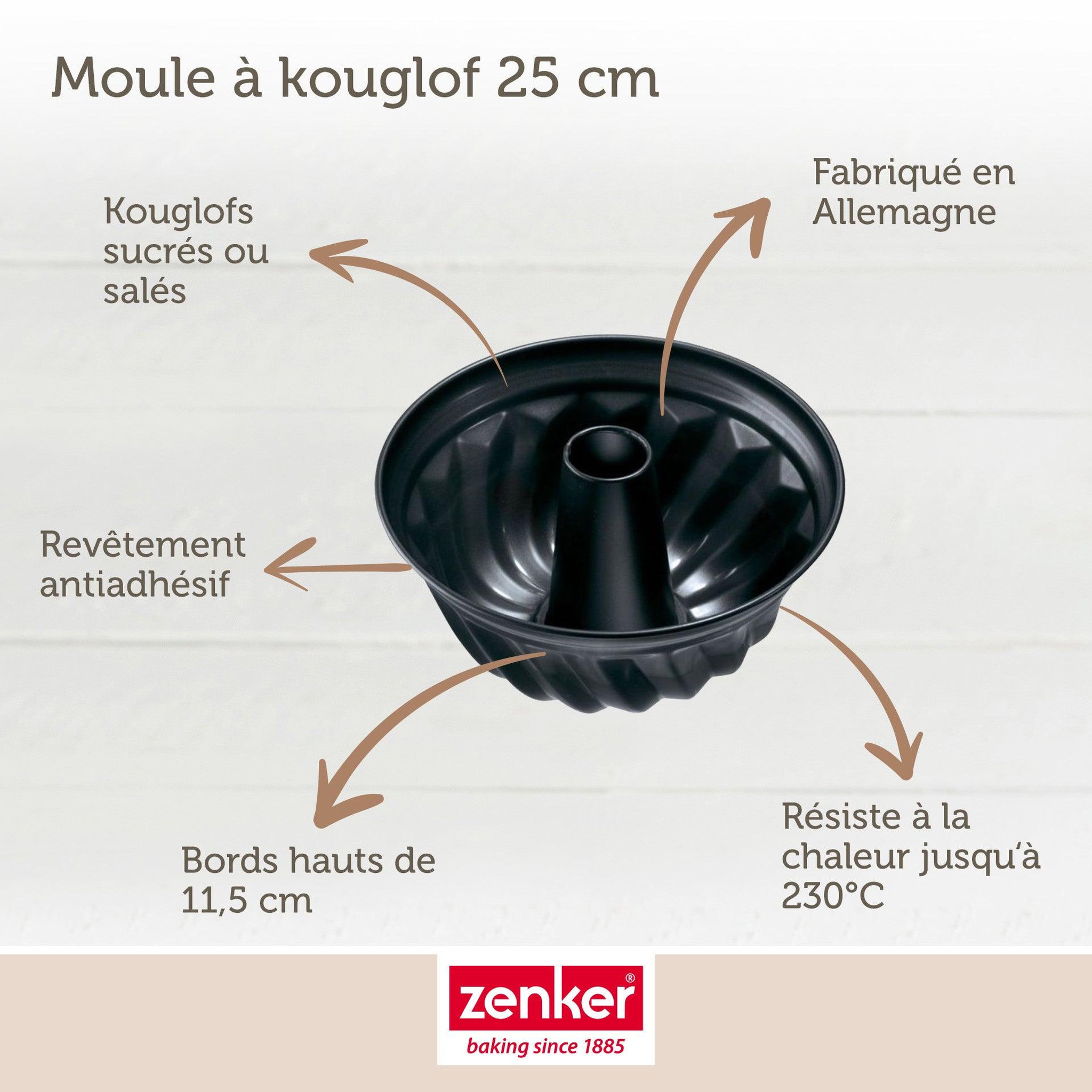 Voir la diapositive 3 : ZENKER Lot de 2 moules à gâteaux 25/25/11,5 cm en acier black mettallic black mettallic zenker  black mettallic