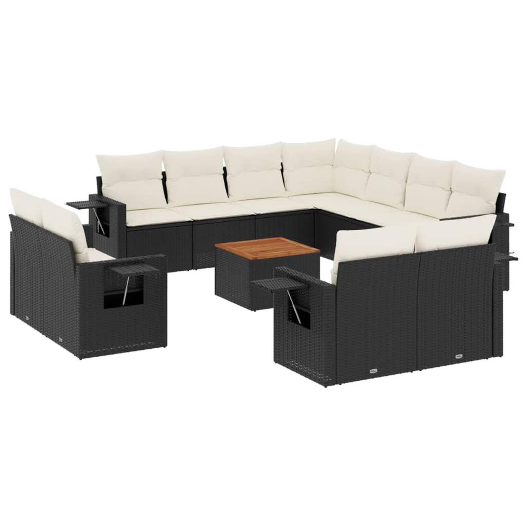 Voir la diapositive 2 : VIDAXL Salon de jardin 12 pcs avec coussins noir resine tressee