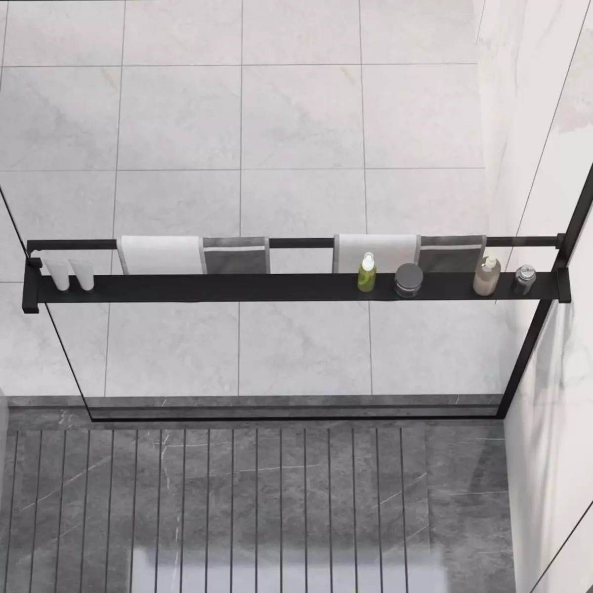 VIDAXL Etagere de douche de paroi de douche a l'italienne Noir 100 cm
