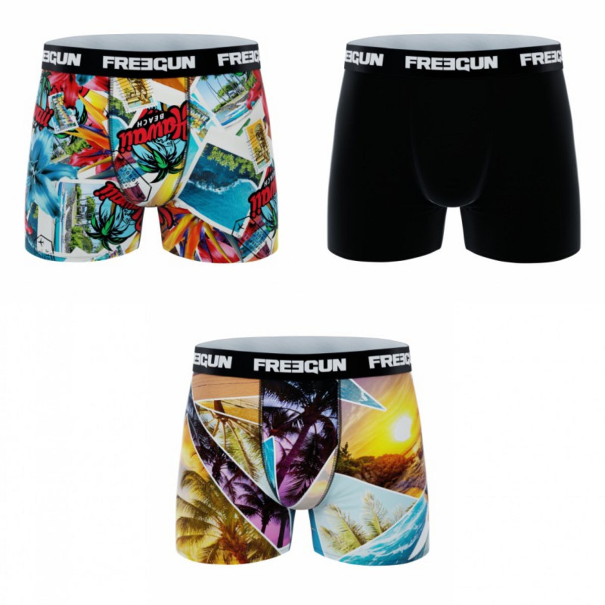 FREEGUN Lot de 3 boxers fantaisies garçon