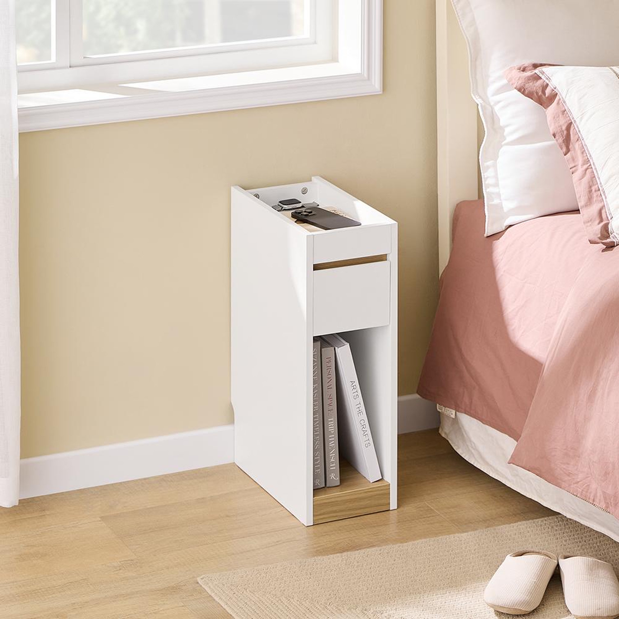 Voir la diapositive 4 : SOBUY SoBuy - Table De Chevet à un tiroir - Blanc - 35x20x60cm - Minimaliste - FBT163-NW