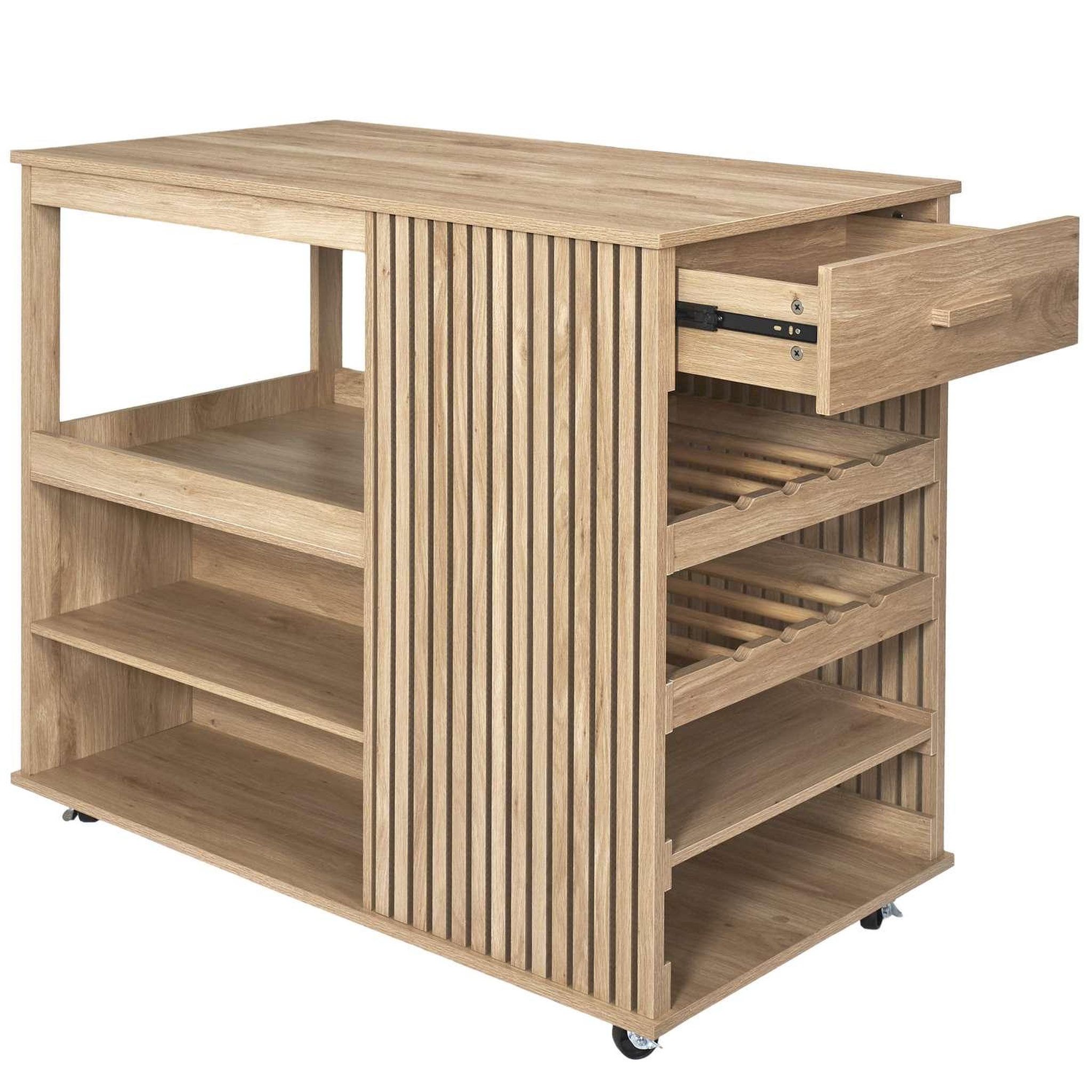 Voir la diapositive 4 : The Home Deco Factory Ilot de cuisine Saulk en bois - Marron