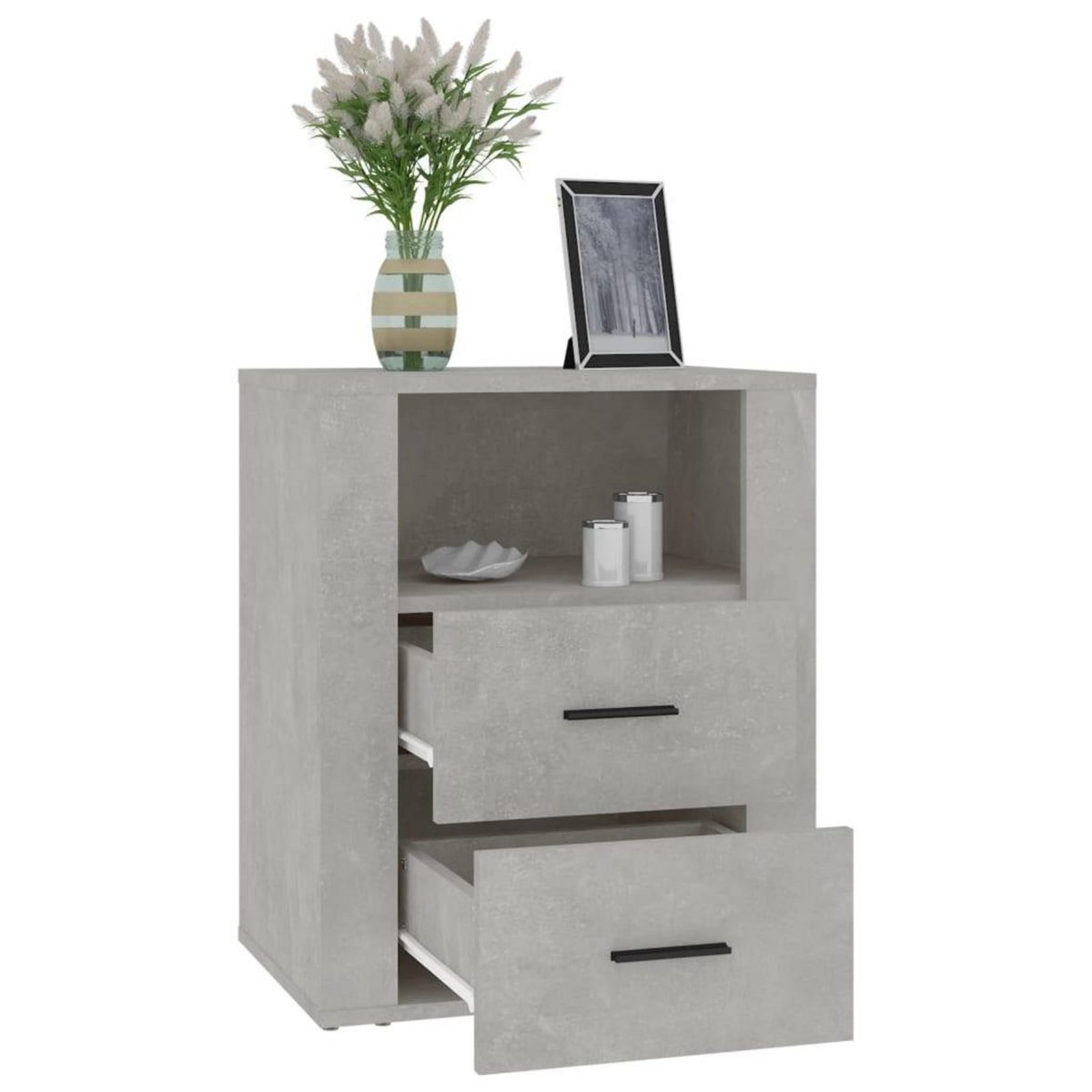VIDAXL Table de chevet Gris beton 50x36x60 cm Bois d'ingenierie