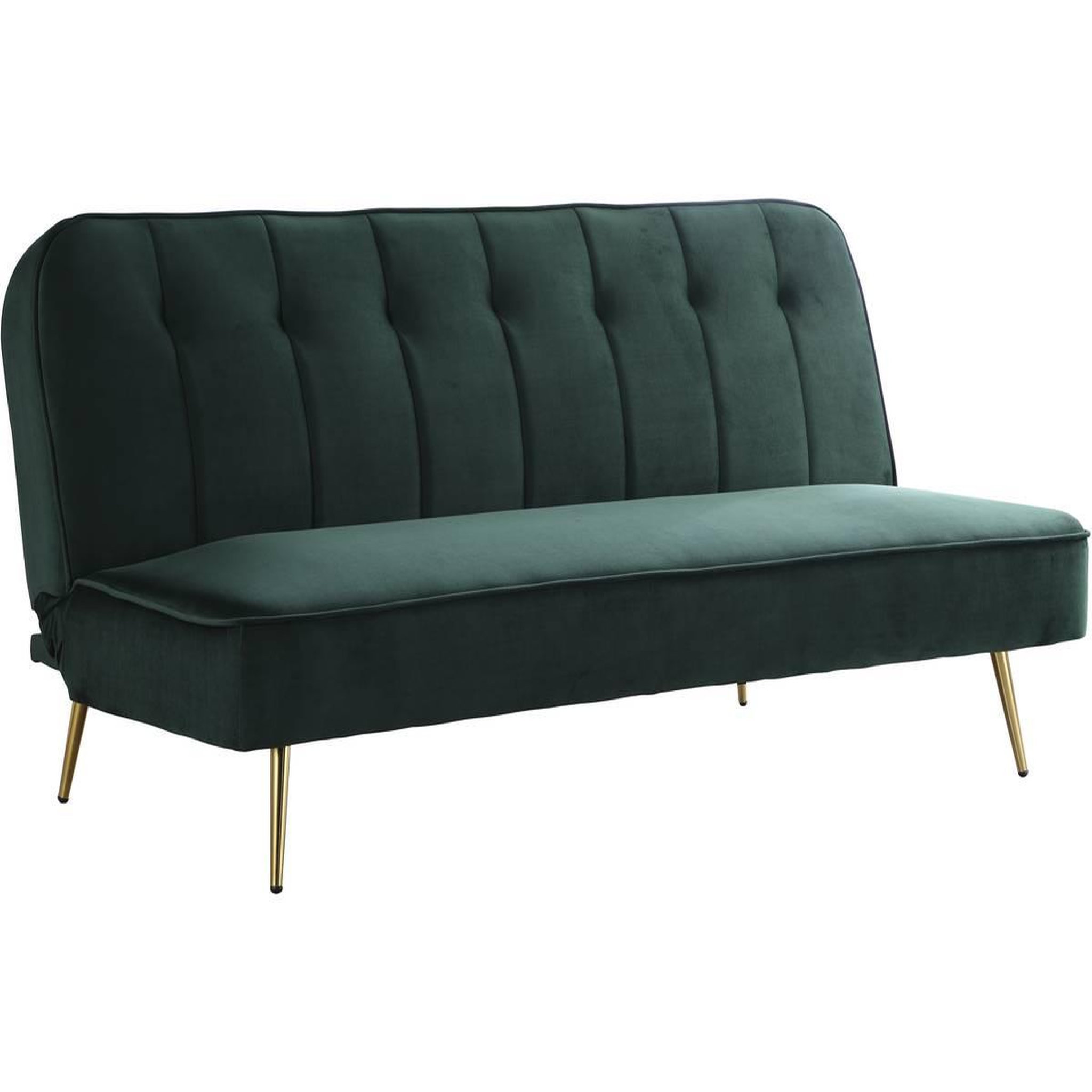Voir la diapositive 2 : Habitat et Jardin Canapé clic clac velours  james  - 180 x  83 x 75 cm - 3 places - vert foncé.