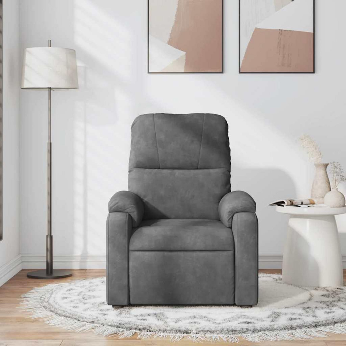 VIDAXL Fauteuil inclinable de massage gris fonce tissu microfibre