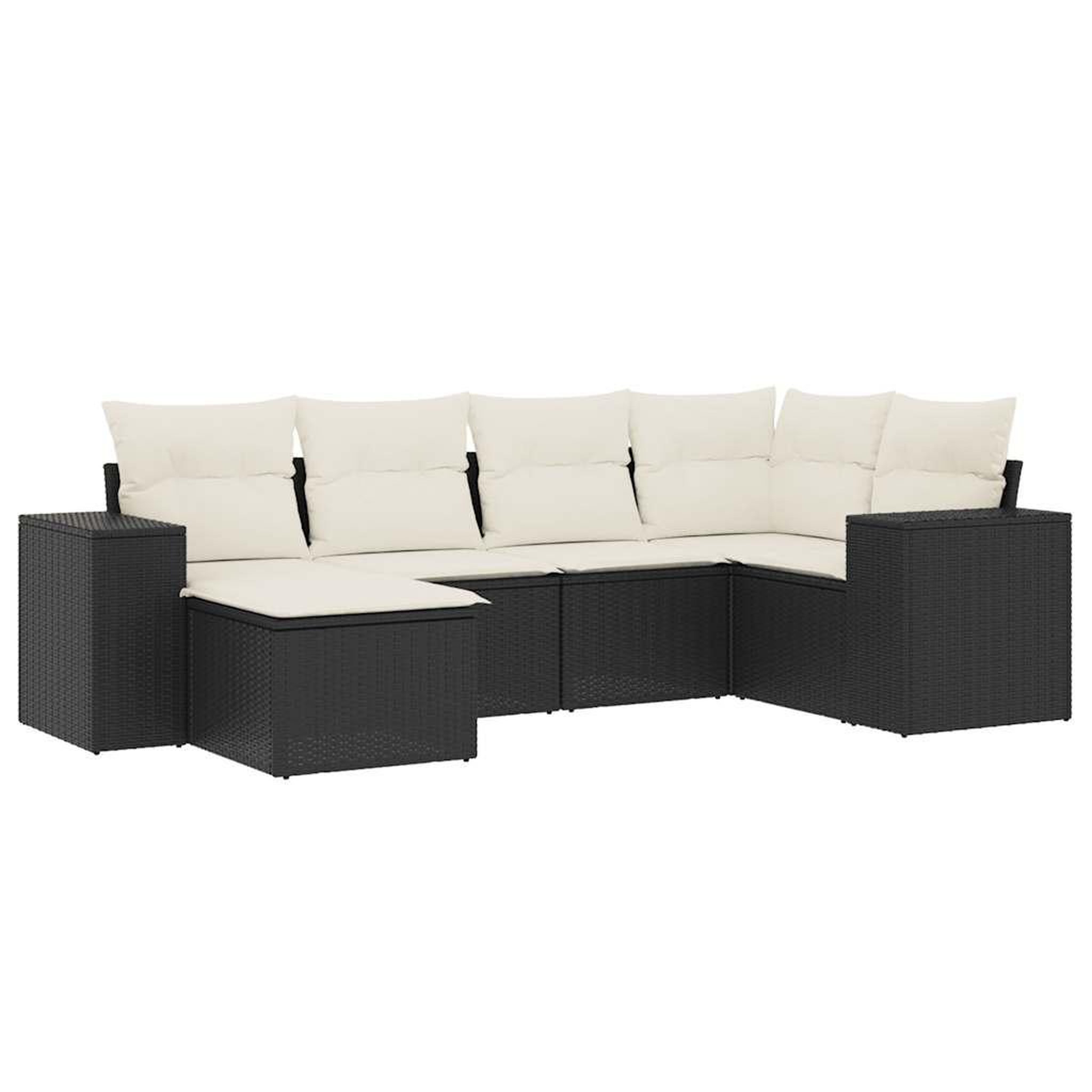 Voir la diapositive 2 : VIDAXL Salon de jardin 6 pcs avec coussins noir resine tressee