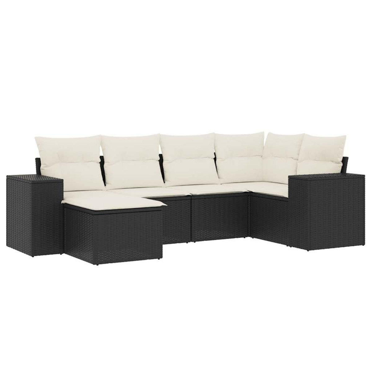 VIDAXL Salon de jardin 6 pcs avec coussins noir resine tressee
