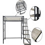 Voir la diapositive 4 : Habitat et Jardin Lit mezzanine en métal avec escalier  LENA  - 140 x 190 cm - Noir