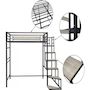 Voir la diapositive 4 : Habitat et Jardin Lit mezzanine en métal avec escalier  LENA  - 140 x 190 cm - Noir