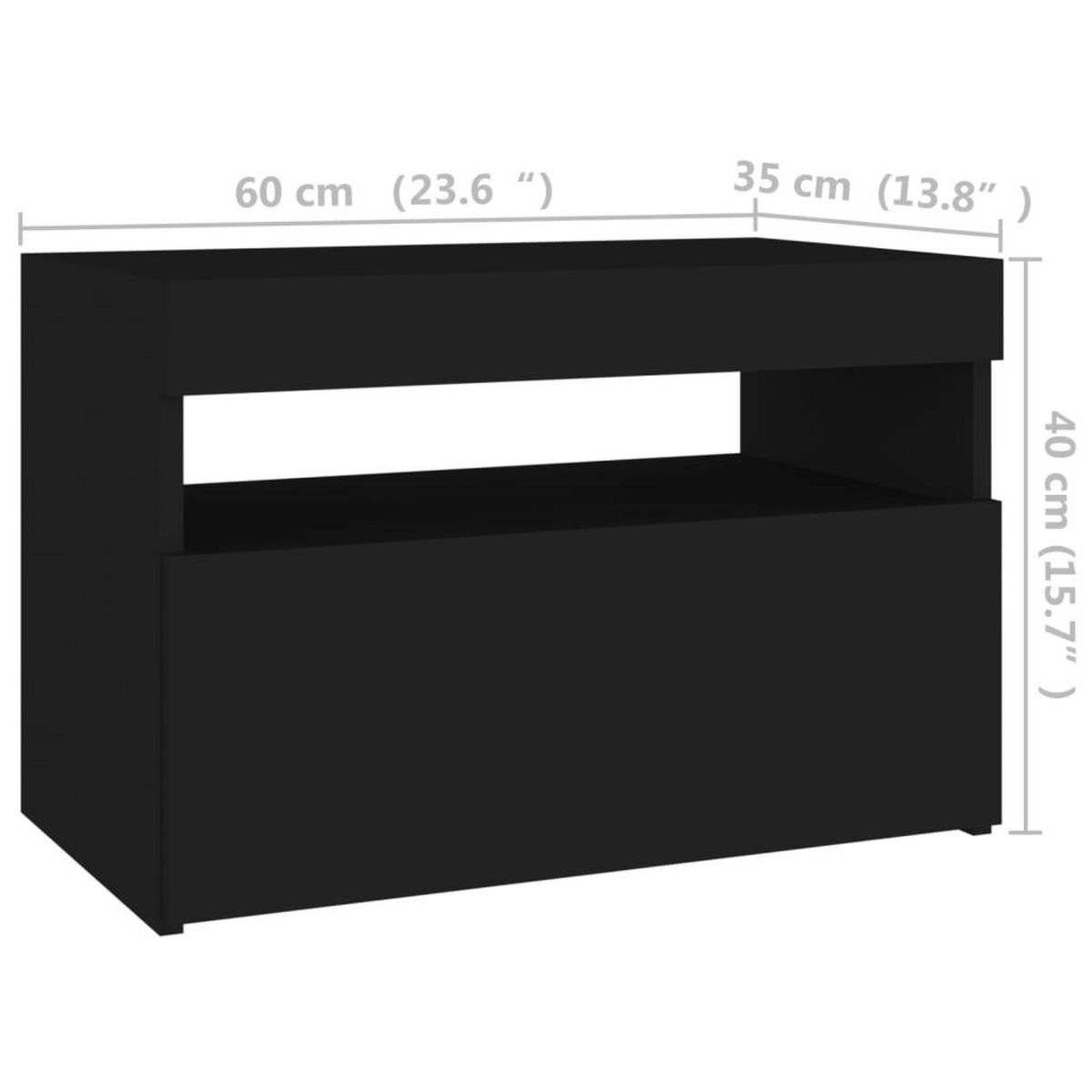 VIDAXL Tables de chevet avec lumieres LED 2 pcs noir 60x35x40 cm